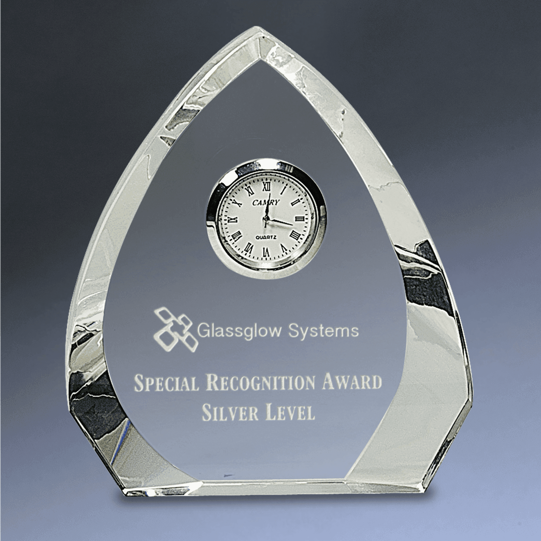 Laser Etched Crystal Desk Clocks – Personalized Awards, Gifts & Home Decor
