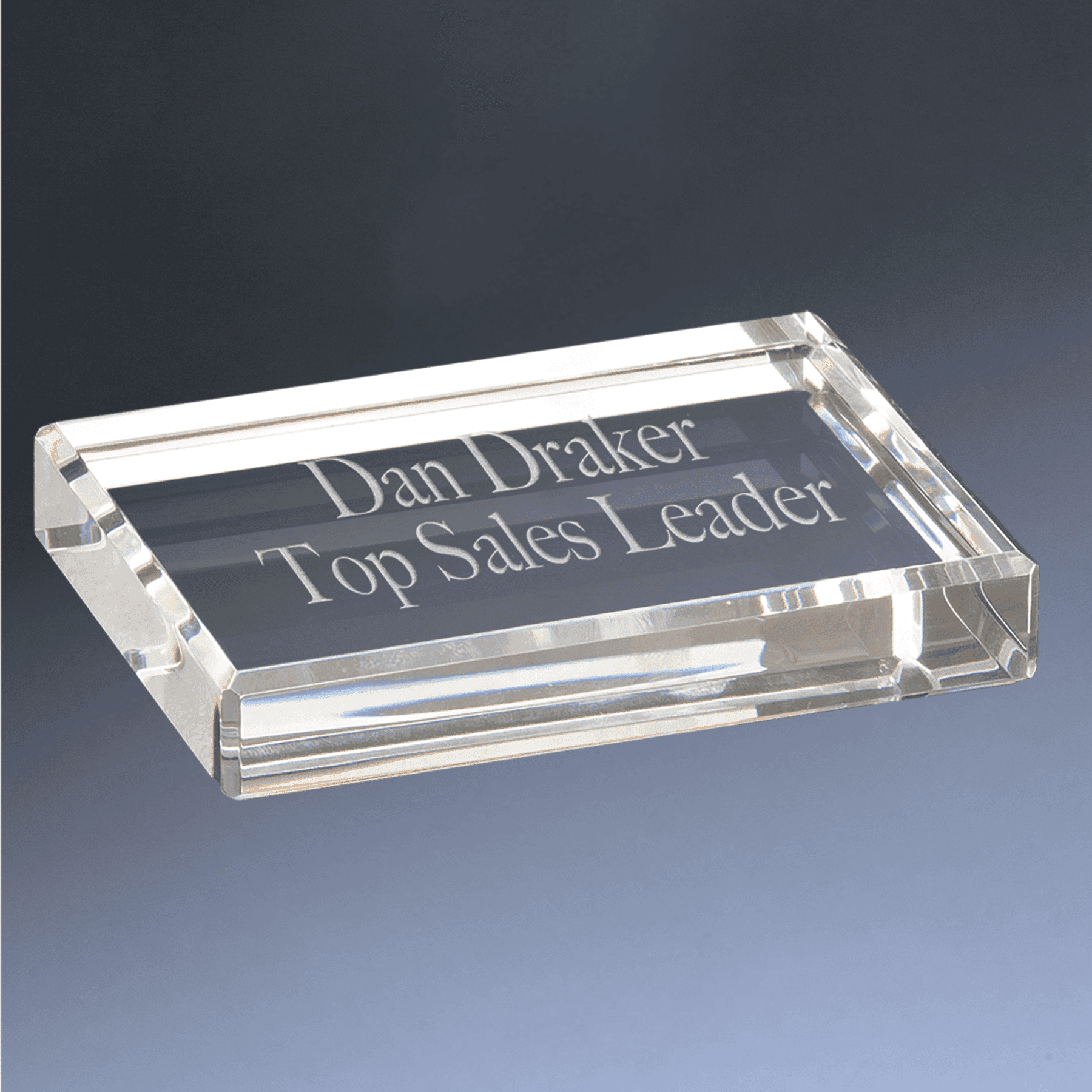 Personalized Crystal Paperweights with Frosted Etching Rectangle with Beveled Edge / 4" x 3"
