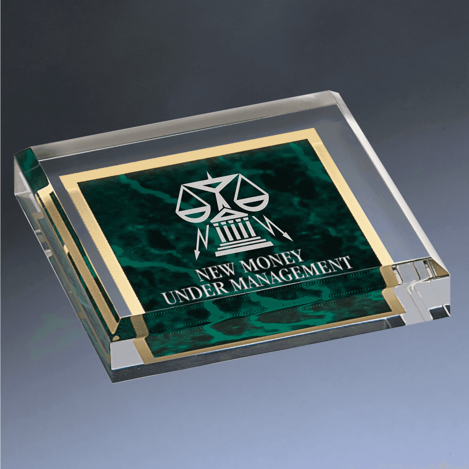 Personalized Acrylic Paperweights for Recognition Awards & Gifts Marbleized / Solid Black / 3 3/4" x 3 3/4"