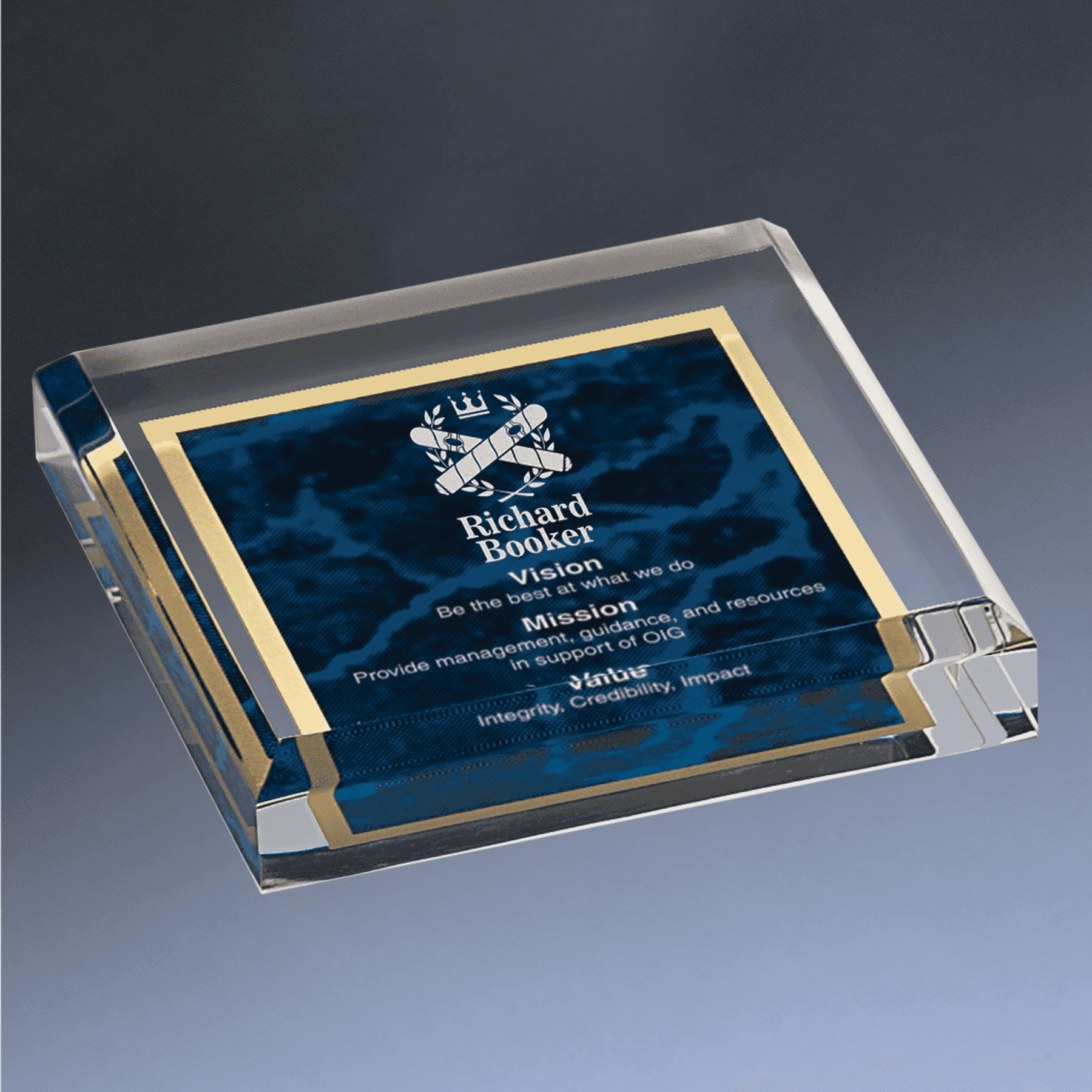 Personalized Acrylic Paperweights for Recognition Awards & Gifts Marbleized / Solid Black / 3 3/4" x 3 3/4"