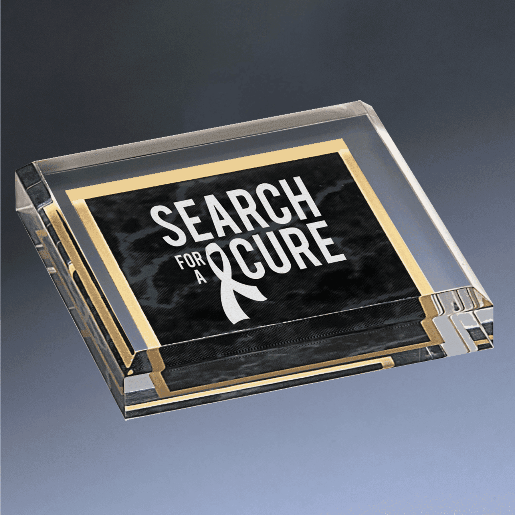 Personalized Acrylic Paperweights for Recognition Awards & Gifts Marbleized / Solid Black / 3 3/4" x 3 3/4"