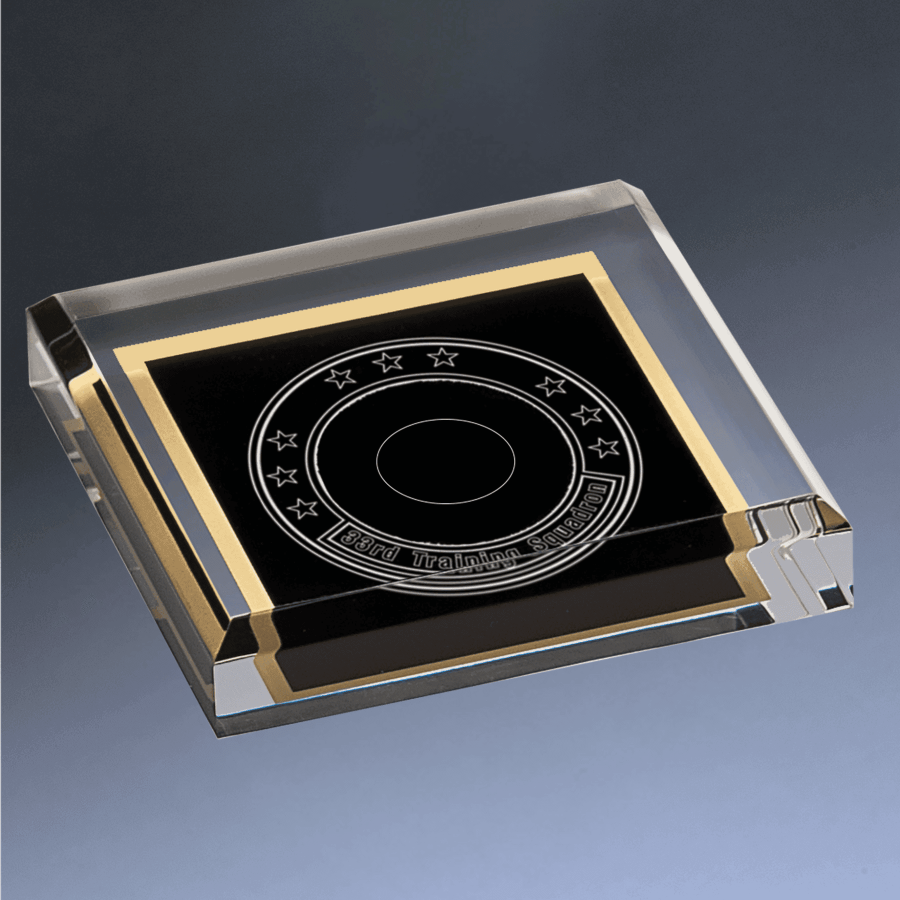 Personalized Acrylic Paperweights for Recognition Awards & Gifts Marbleized / Solid Black / 3 3/4" x 3 3/4"