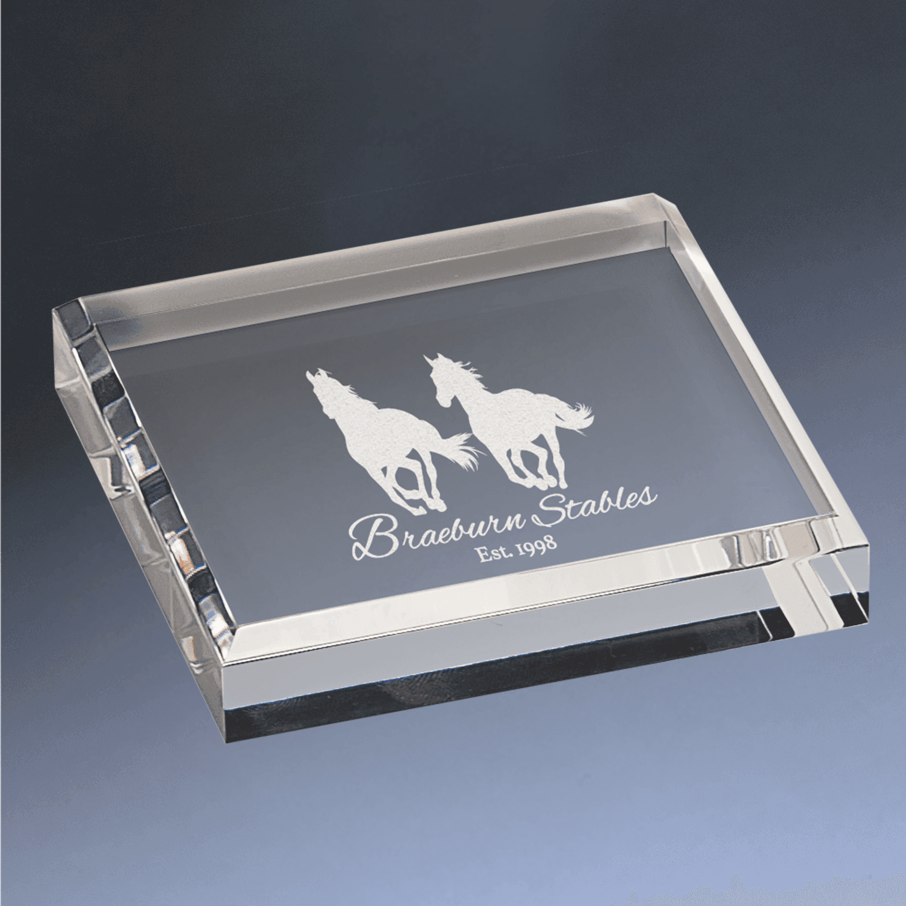 Personalized Acrylic Paperweights for Recognition Awards & Gifts Marbleized / Solid Black / 3 3/4" x 3 3/4"