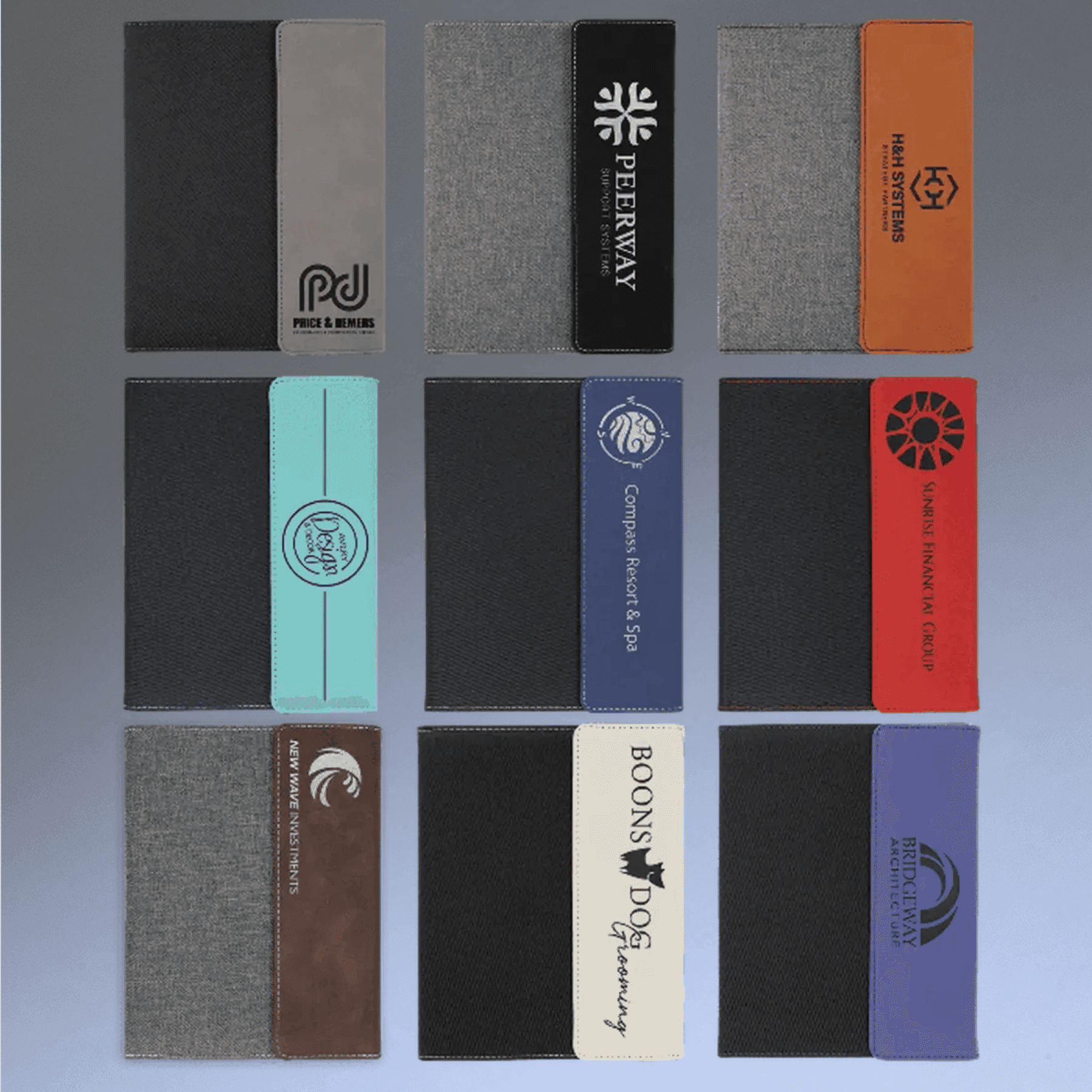 Personalized Canvas Portfolios - With Notepad and Magnetic Closure 7" x 9" / Gray Canvas / Rawhide