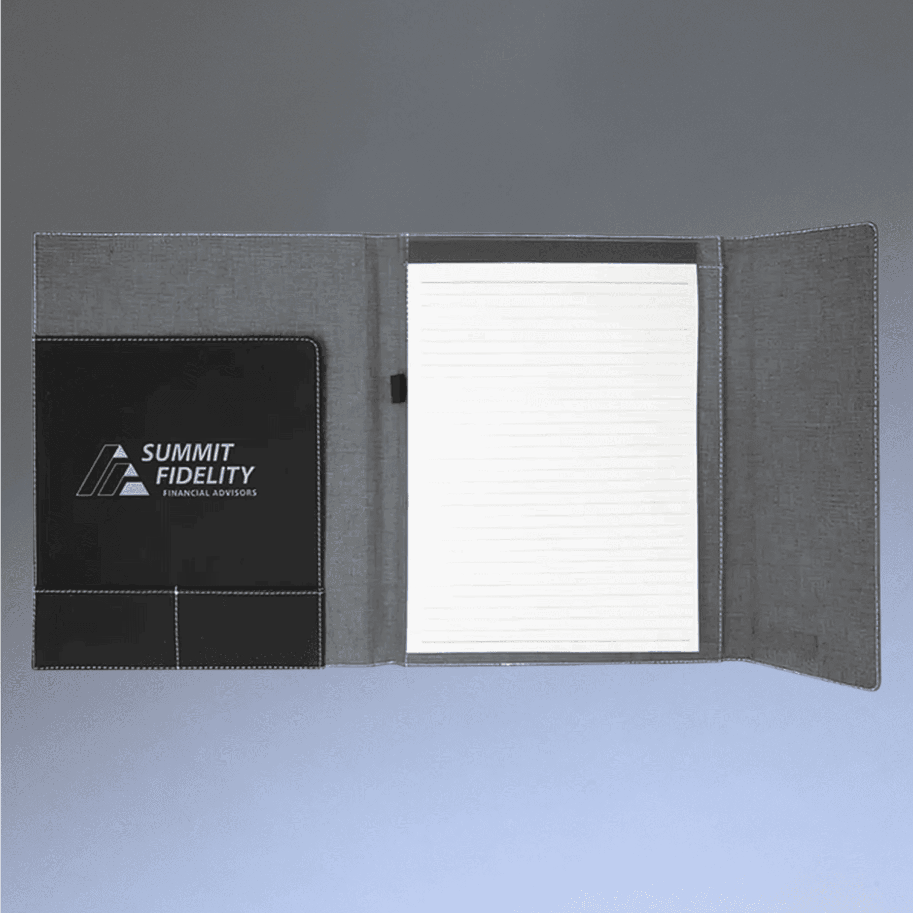 Personalized Canvas Portfolios - With Notepad and Magnetic Closure 7" x 9" / Gray Canvas / Rawhide