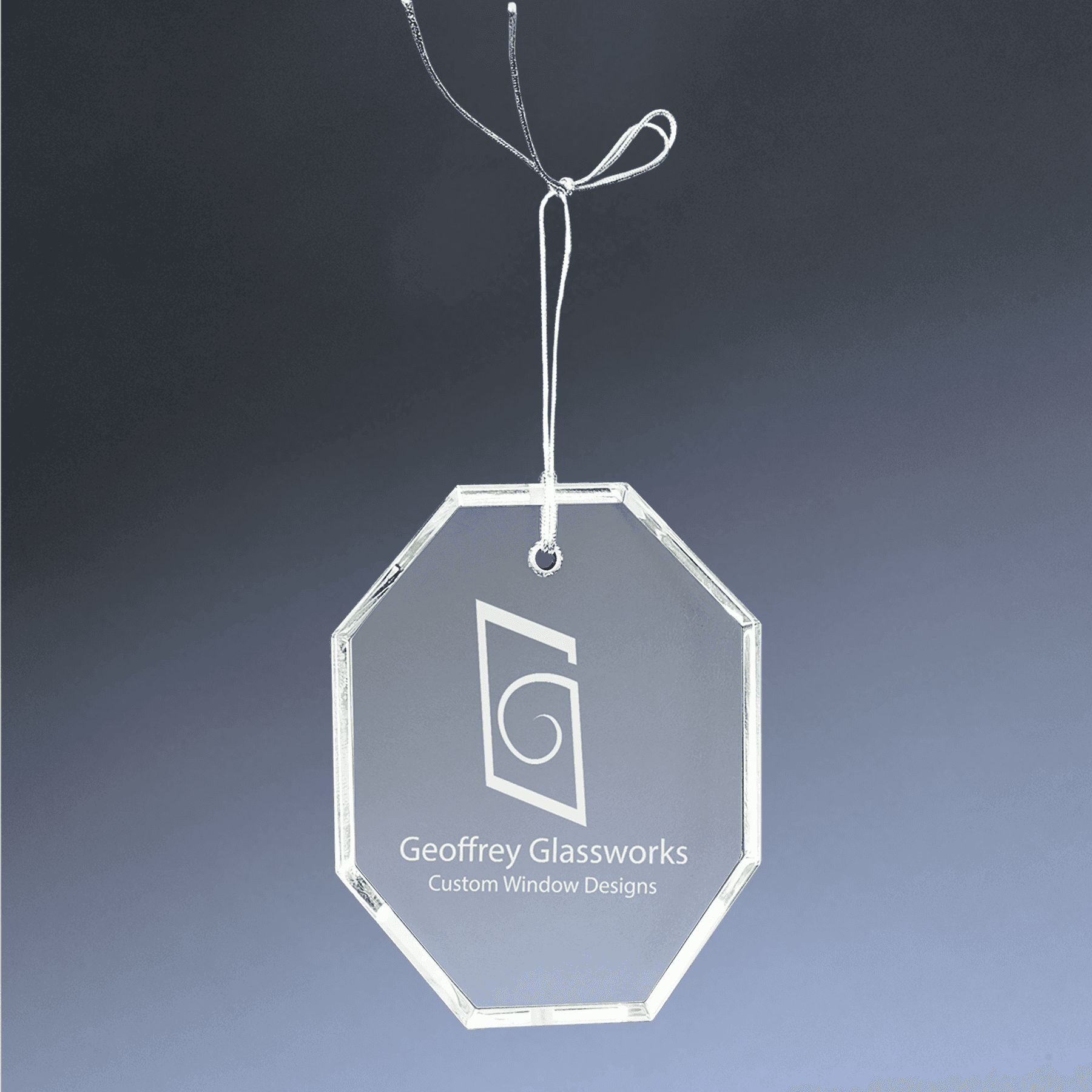 Laser Etched Crystal Ornaments with Ribbon and Gift Box Teardrop / Silver / 3"