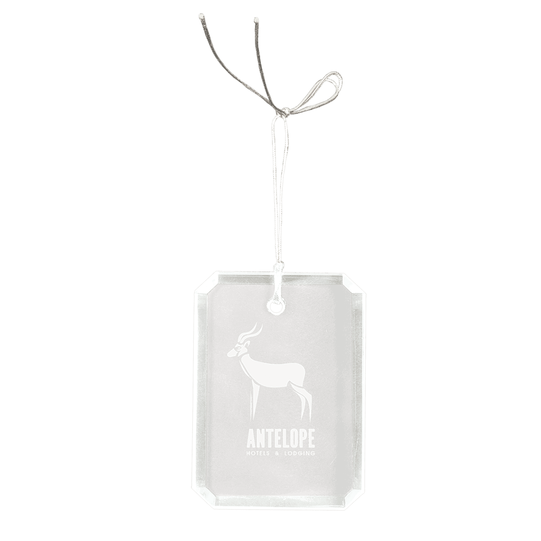 Laser Etched Crystal Ornaments with Ribbon and Gift Box Clipped Corners / Silver / 3"