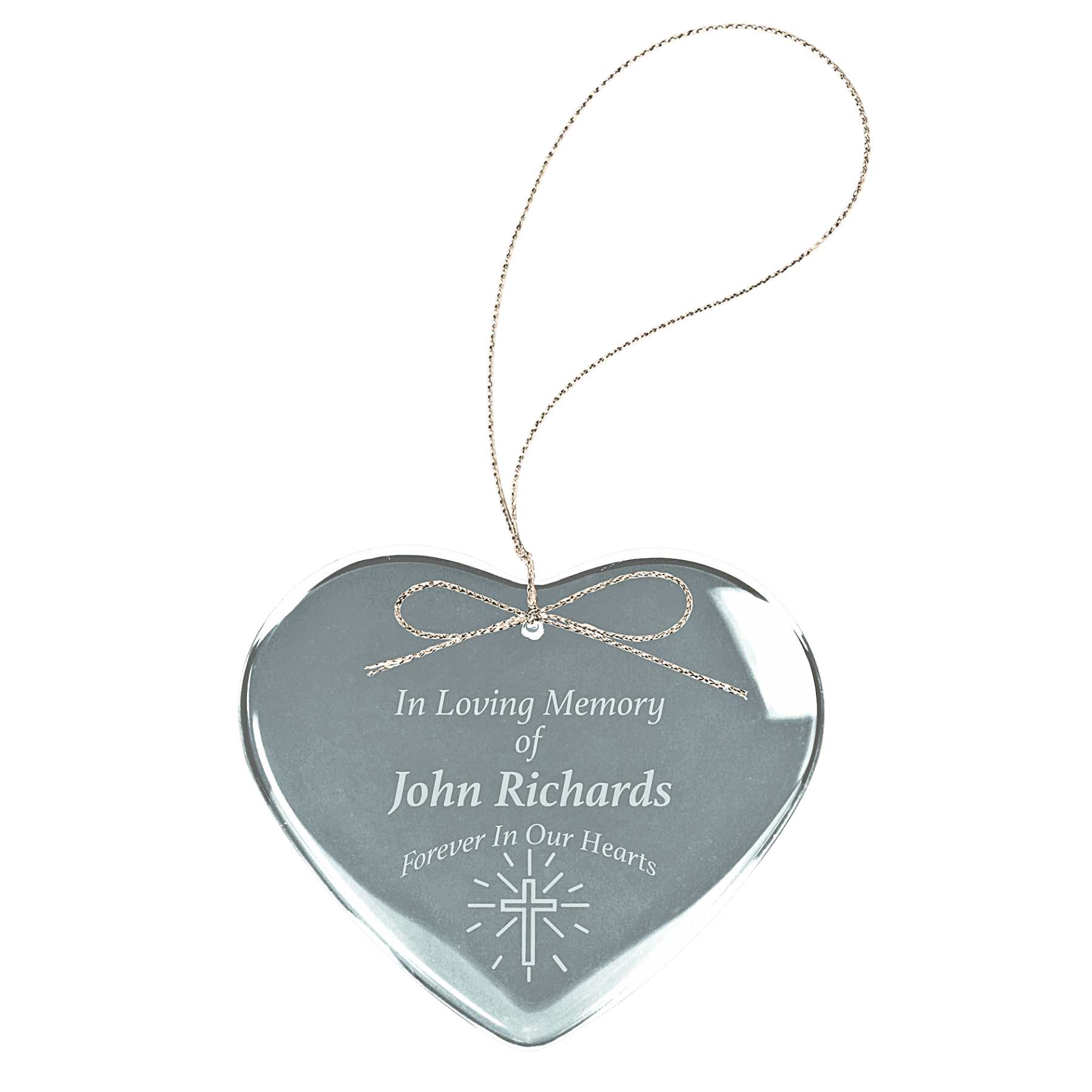 Laser Etched Crystal Ornaments with Ribbon and Gift Box