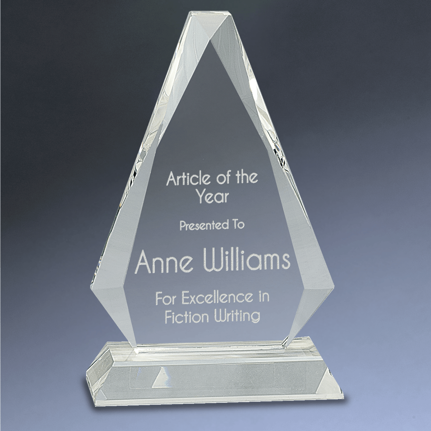 Laser Etched Crystal Triangles & Pyramids – For Awards and Recognition