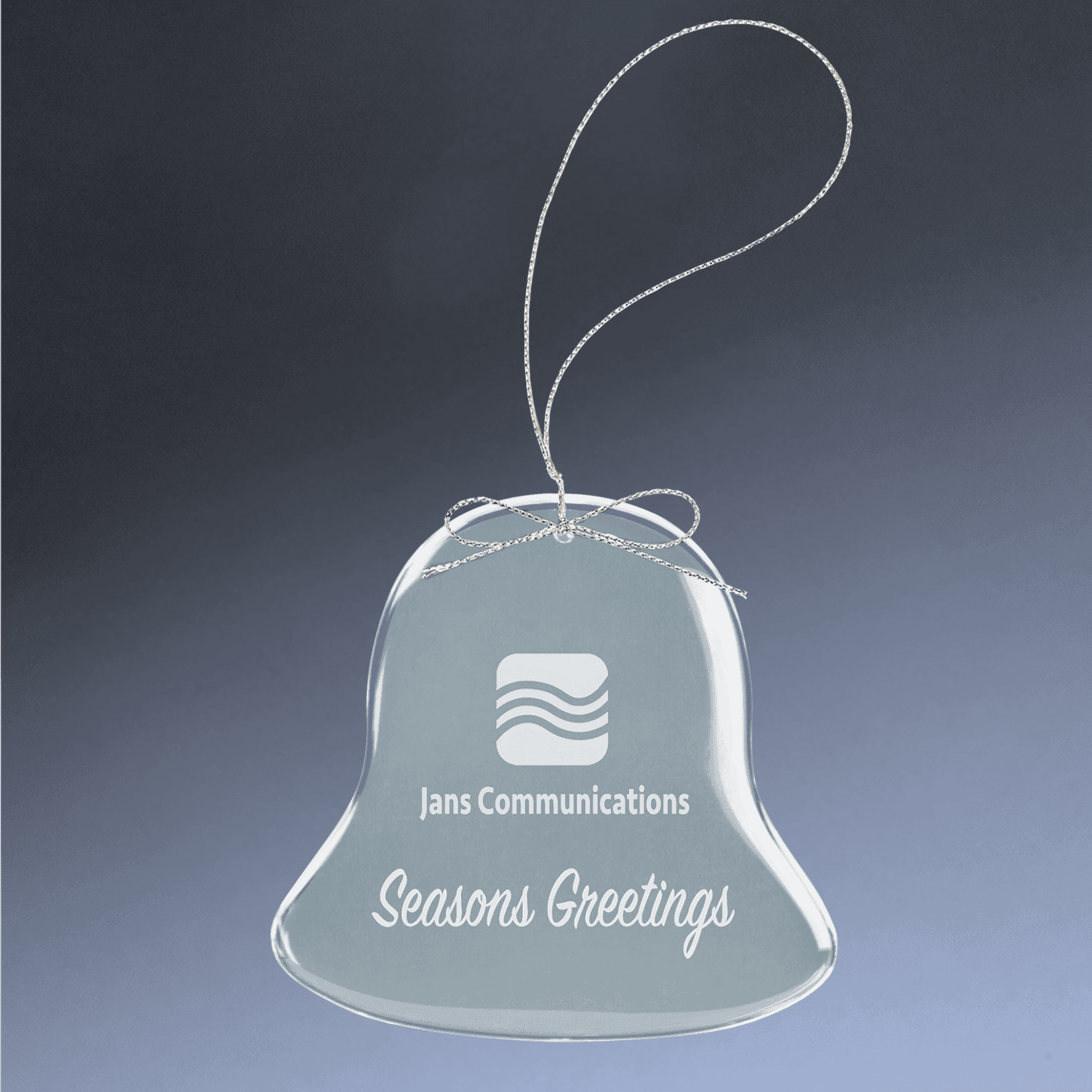 Laser Etched Crystal Ornaments with Ribbon and Gift Box Teardrop / Silver / 3"