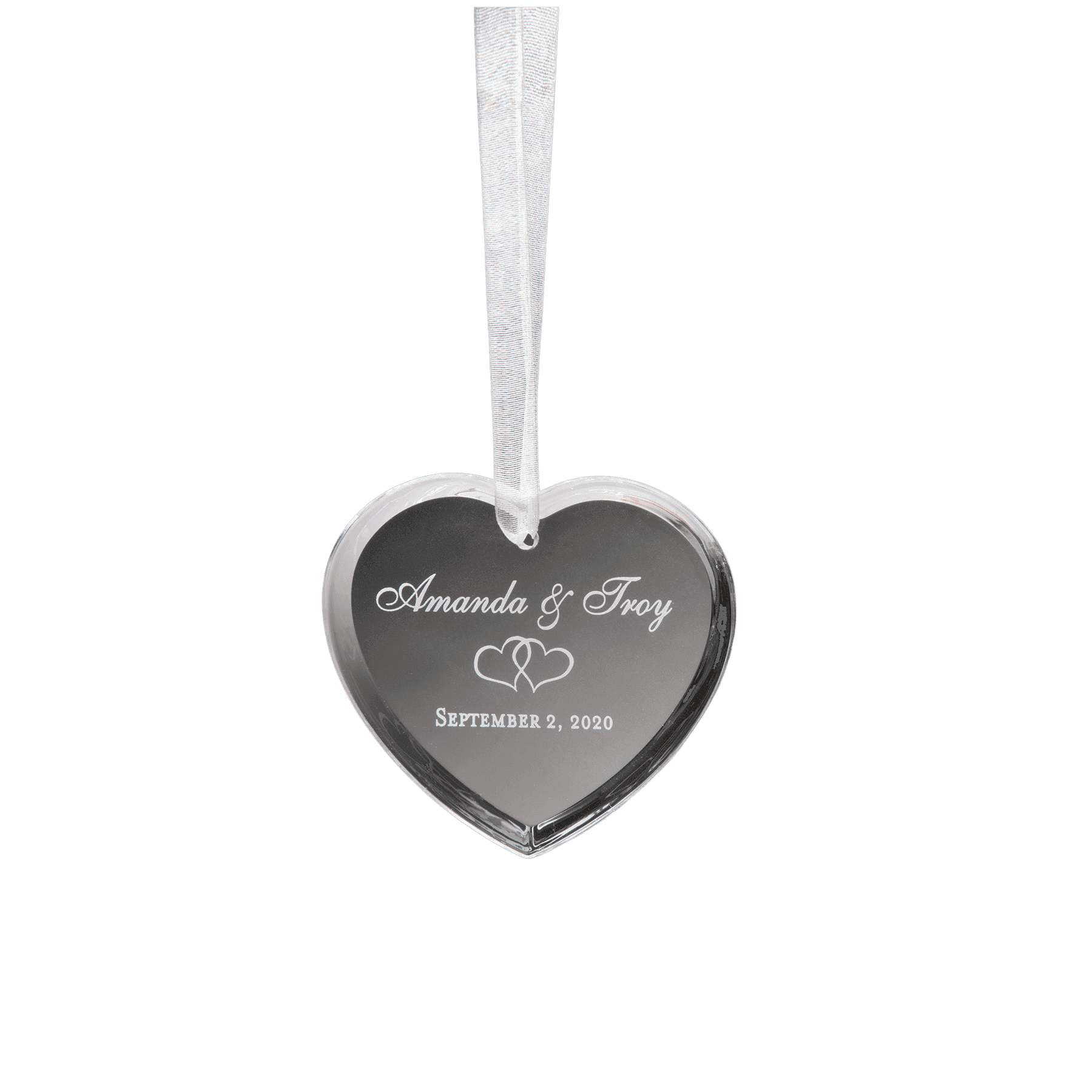 Laser Etched Crystal Ornaments with Ribbon and Gift Box