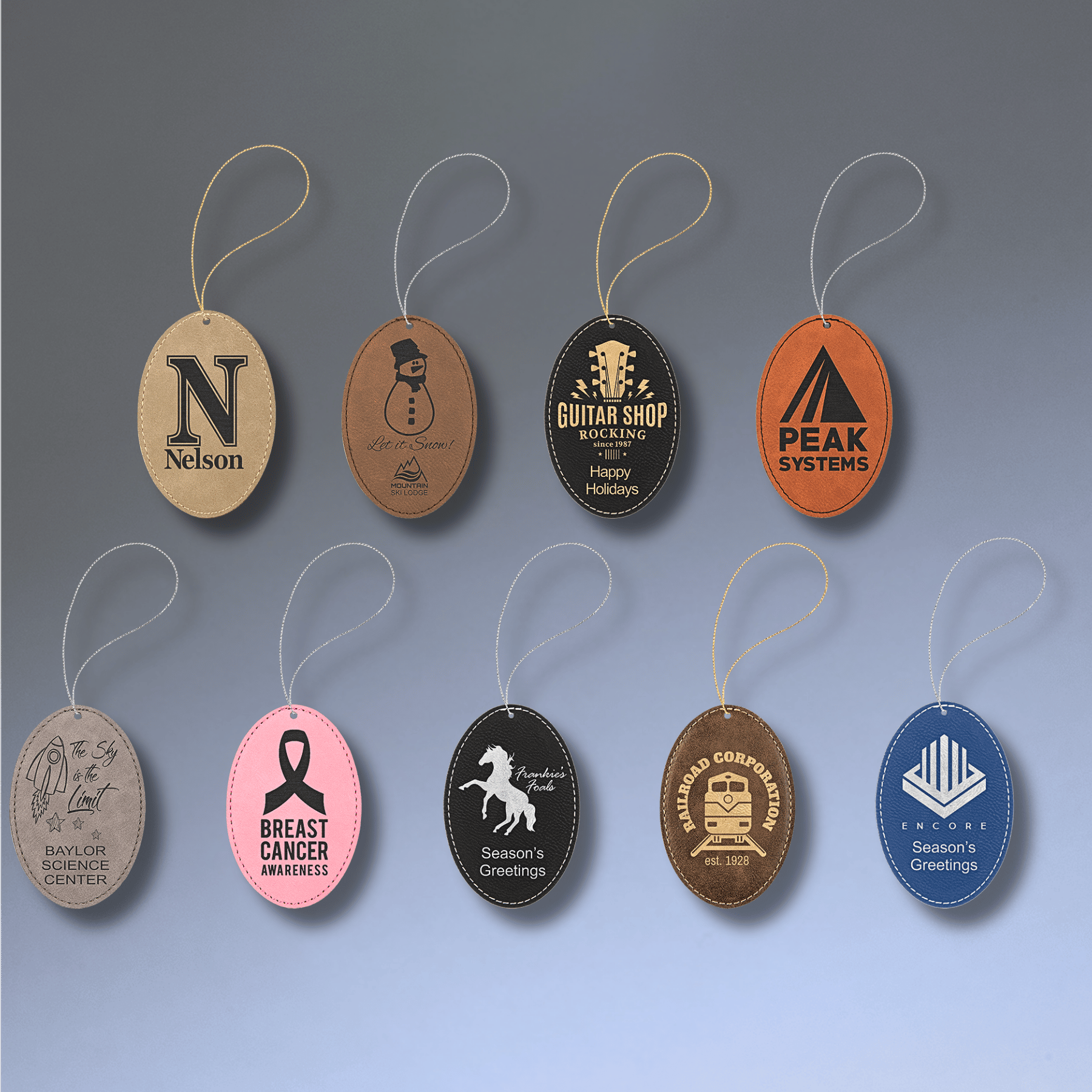 Personalized Leatherette Ornaments – Star, Tree & Sport Shapes