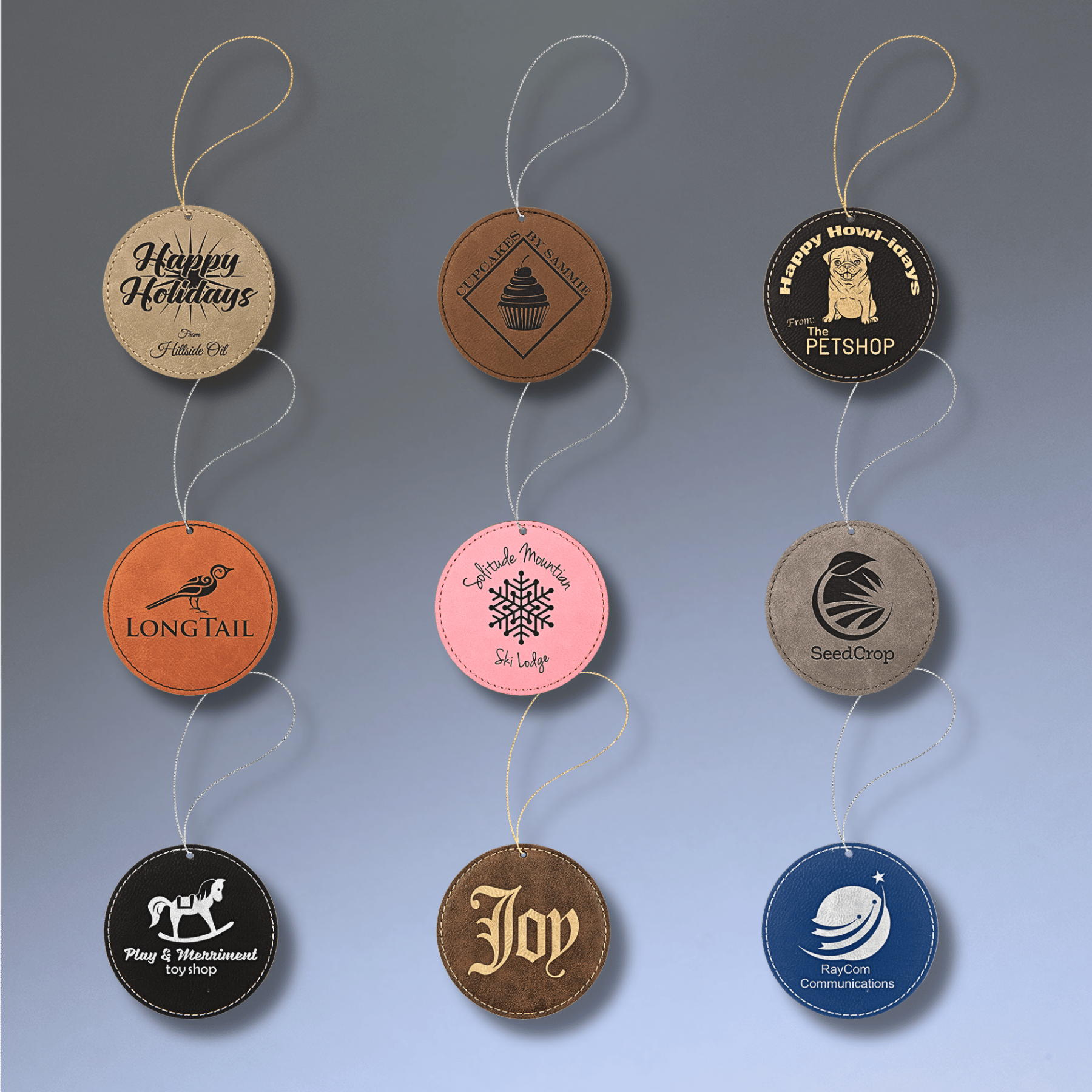 Personalized Leatherette Ornaments – Star, Tree & Sport Shapes