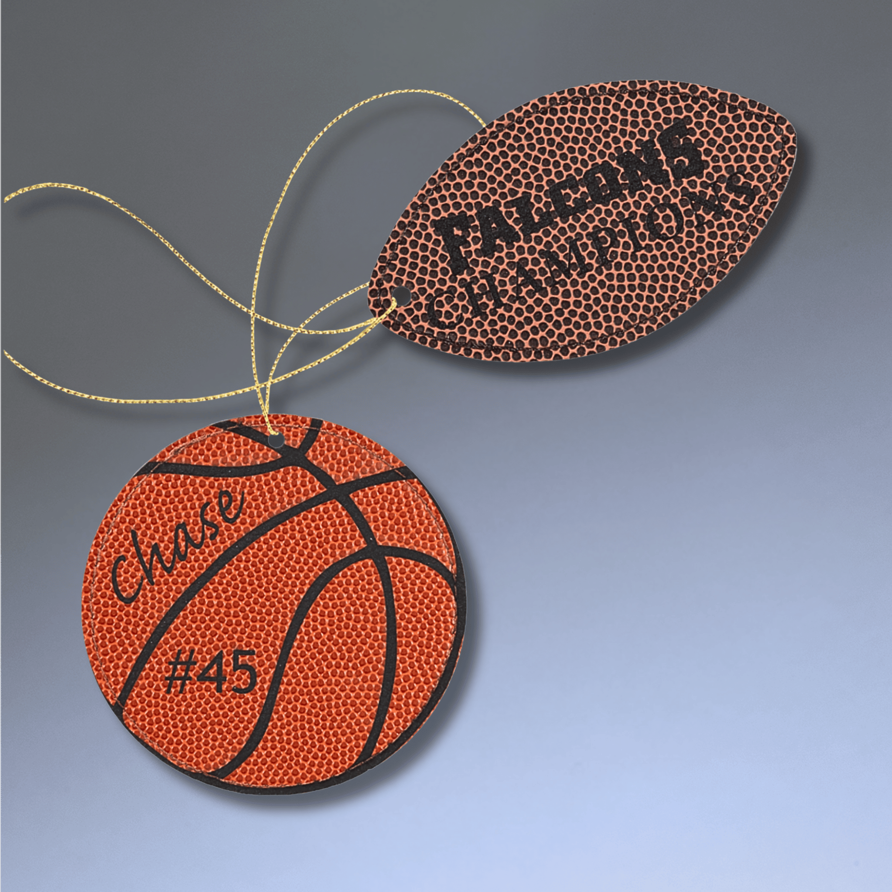Personalized Leatherette Ornaments – Star, Tree & Sport Shapes
