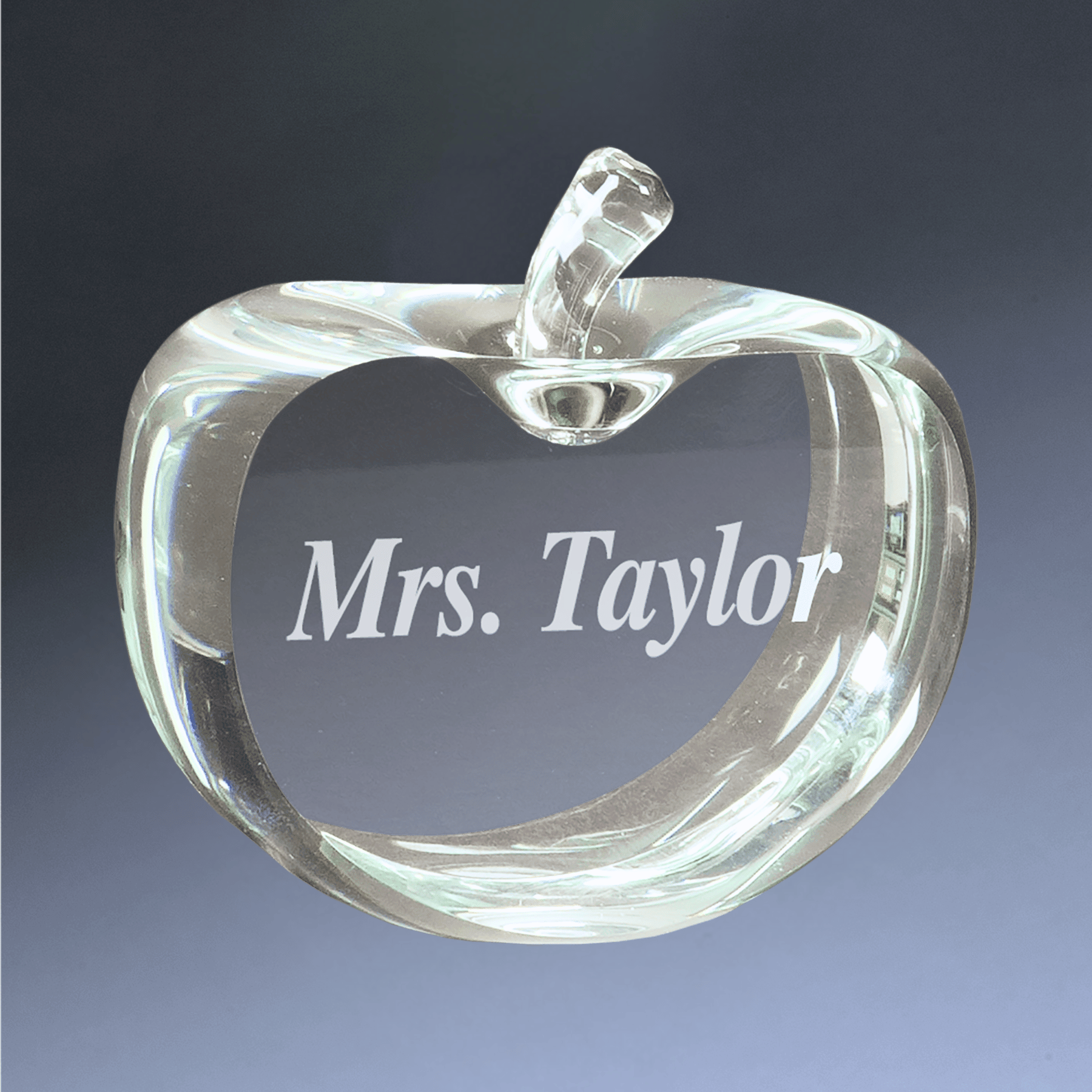 Laser Etched Crystal Apple Awards and Gifts - Custom Engraved Recognition
