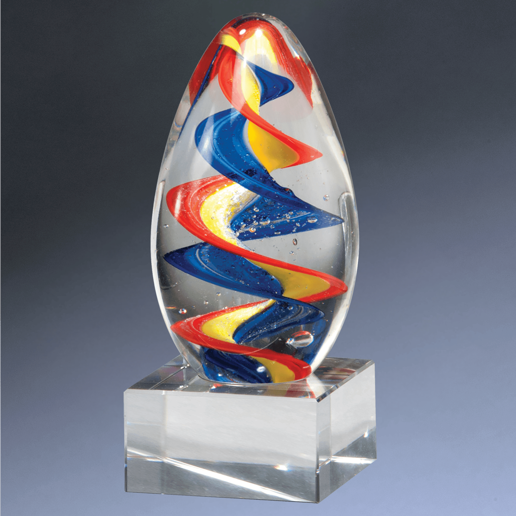 Hand-Blown Art Glass Award Sculptures | Personalized Engraving Apple Art Glass / Red / 3 1/4"(W) x 5 3/4"(H)