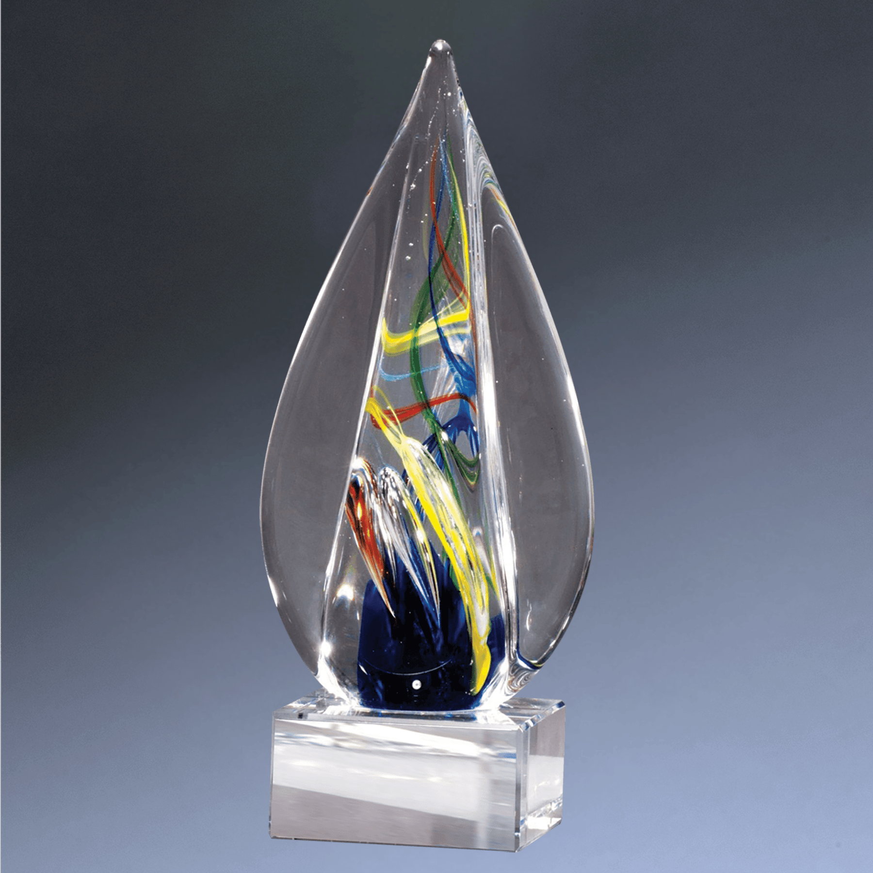 Hand-Blown Art Glass Award Sculptures | Personalized Engraving Apple Art Glass / Red / 3 1/4"(W) x 5 3/4"(H)