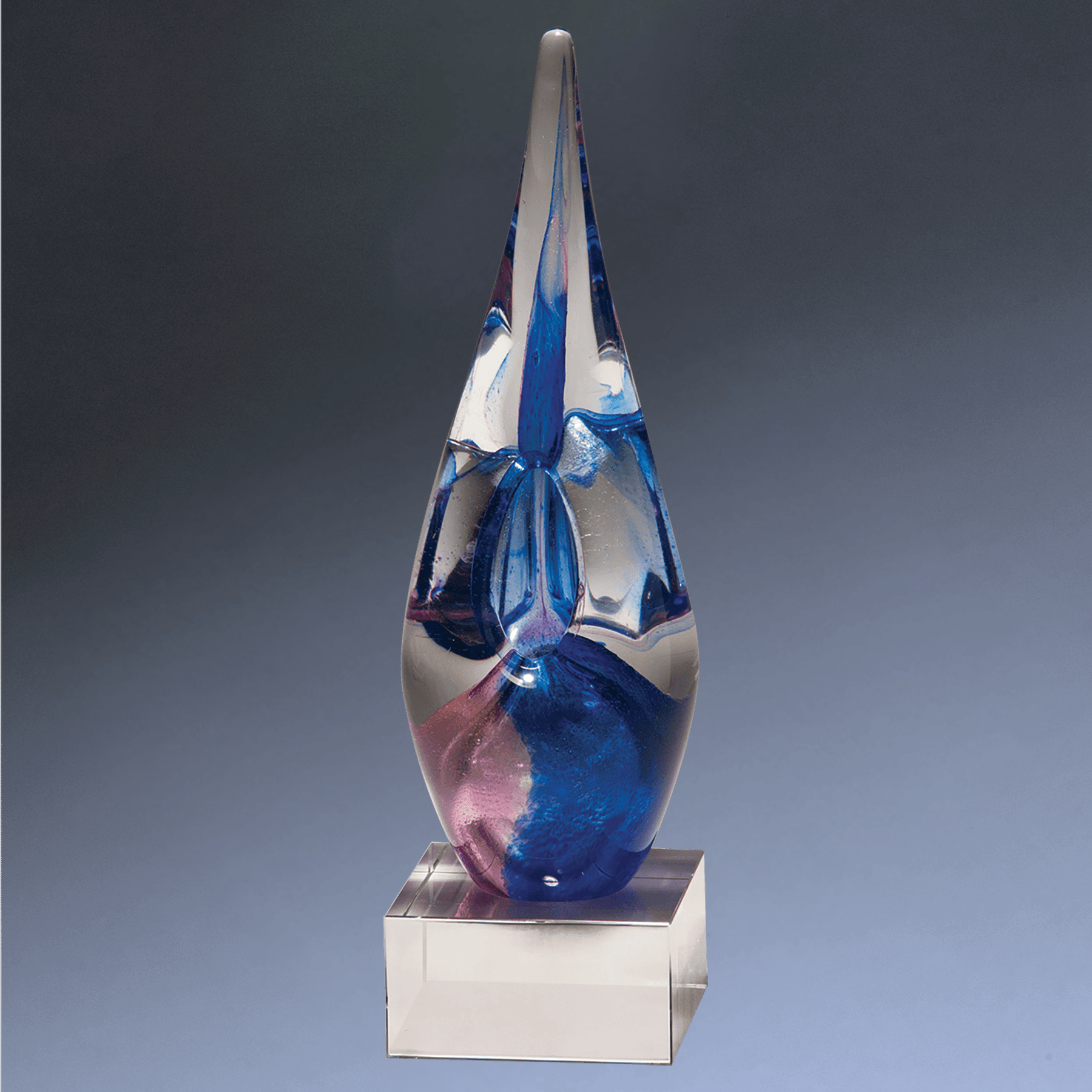 Hand-Blown Art Glass Award Sculptures | Personalized Engraving Apple Art Glass / Red / 3 1/4"(W) x 5 3/4"(H)