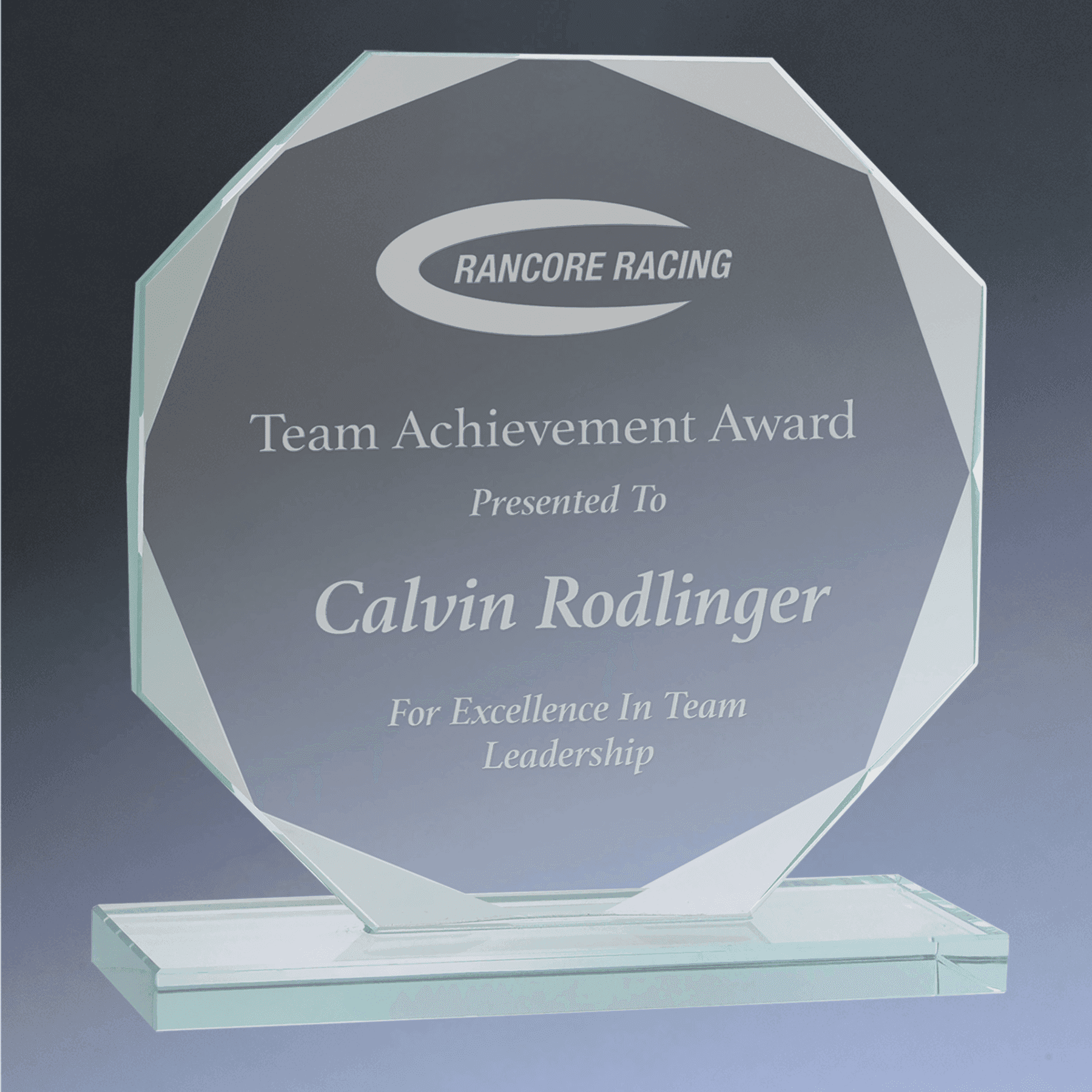 Jade Glass Awards with Beveled Edges and Frosted Etching