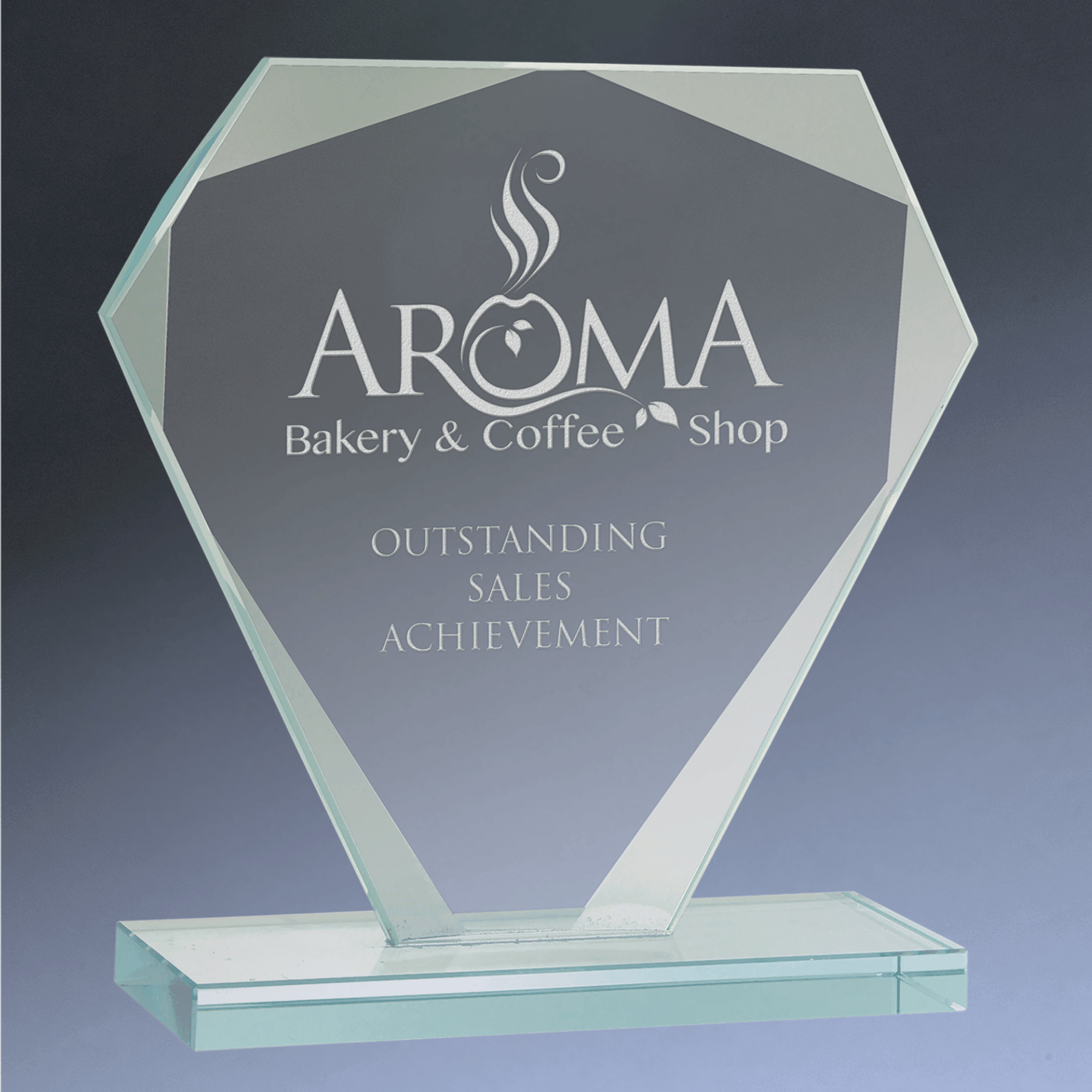 Jade Glass Awards with Beveled Edges and Frosted Etching