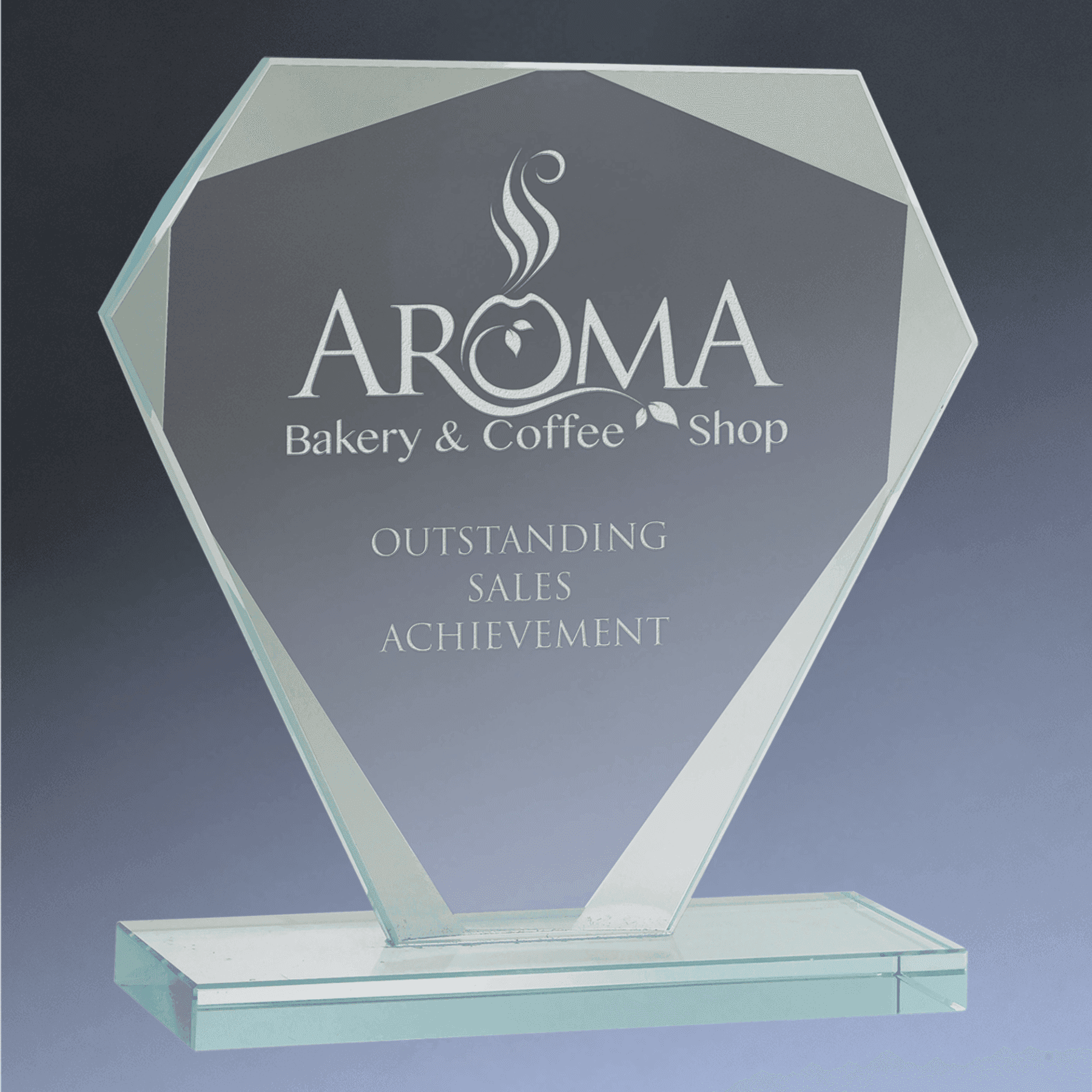 Jade Glass Awards with Beveled Edges and Frosted Etching