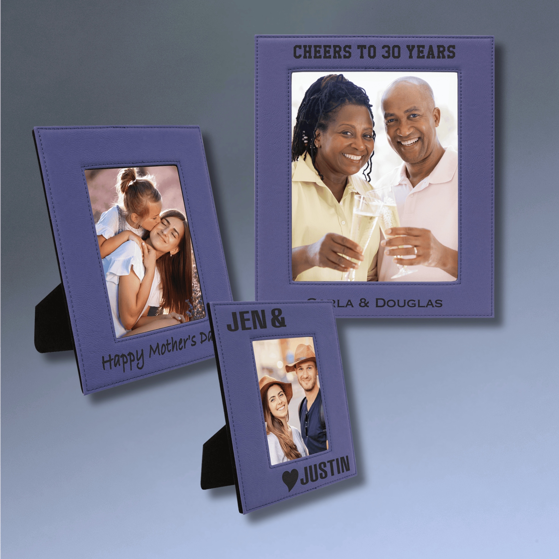 Personalized Leatherette Picture Frames – Custom Engraved Photo Display
