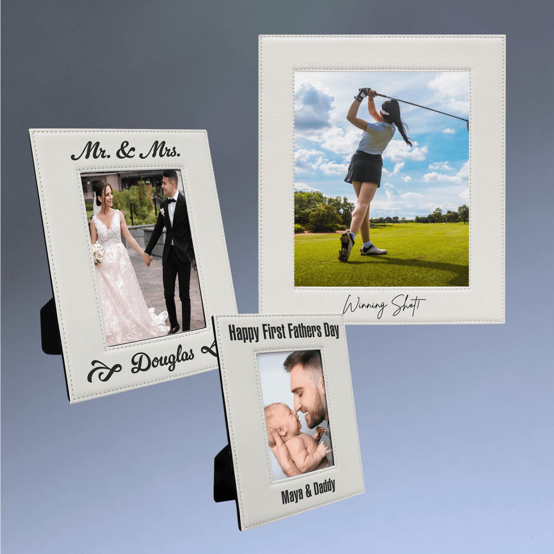 Personalized Leatherette Picture Frames – Custom Engraved Photo Display