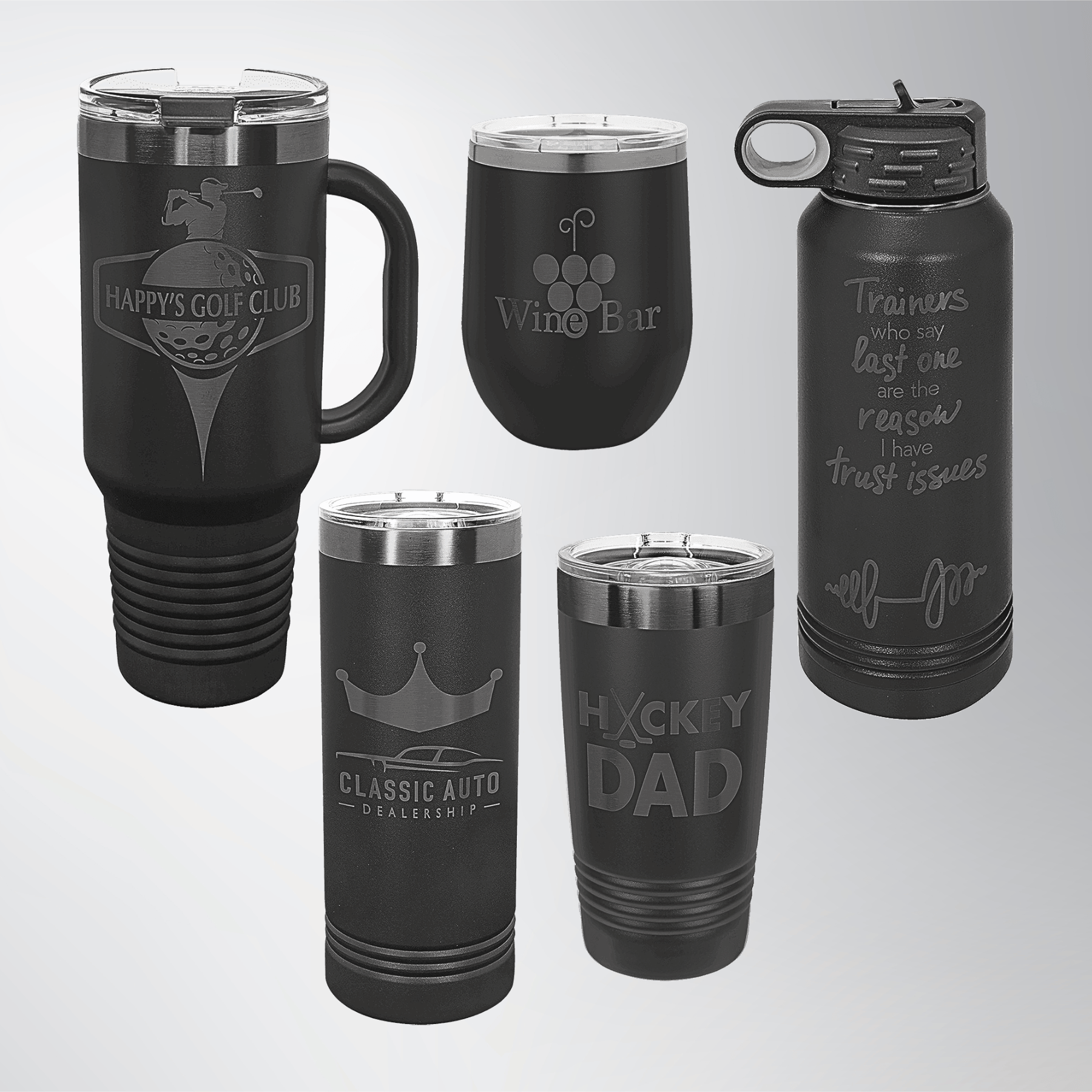 Ion Plated Insulated Tumblers and Water Bottles with Custom Engraving Water Bottle / White/Prism Engraving / 32 oz.