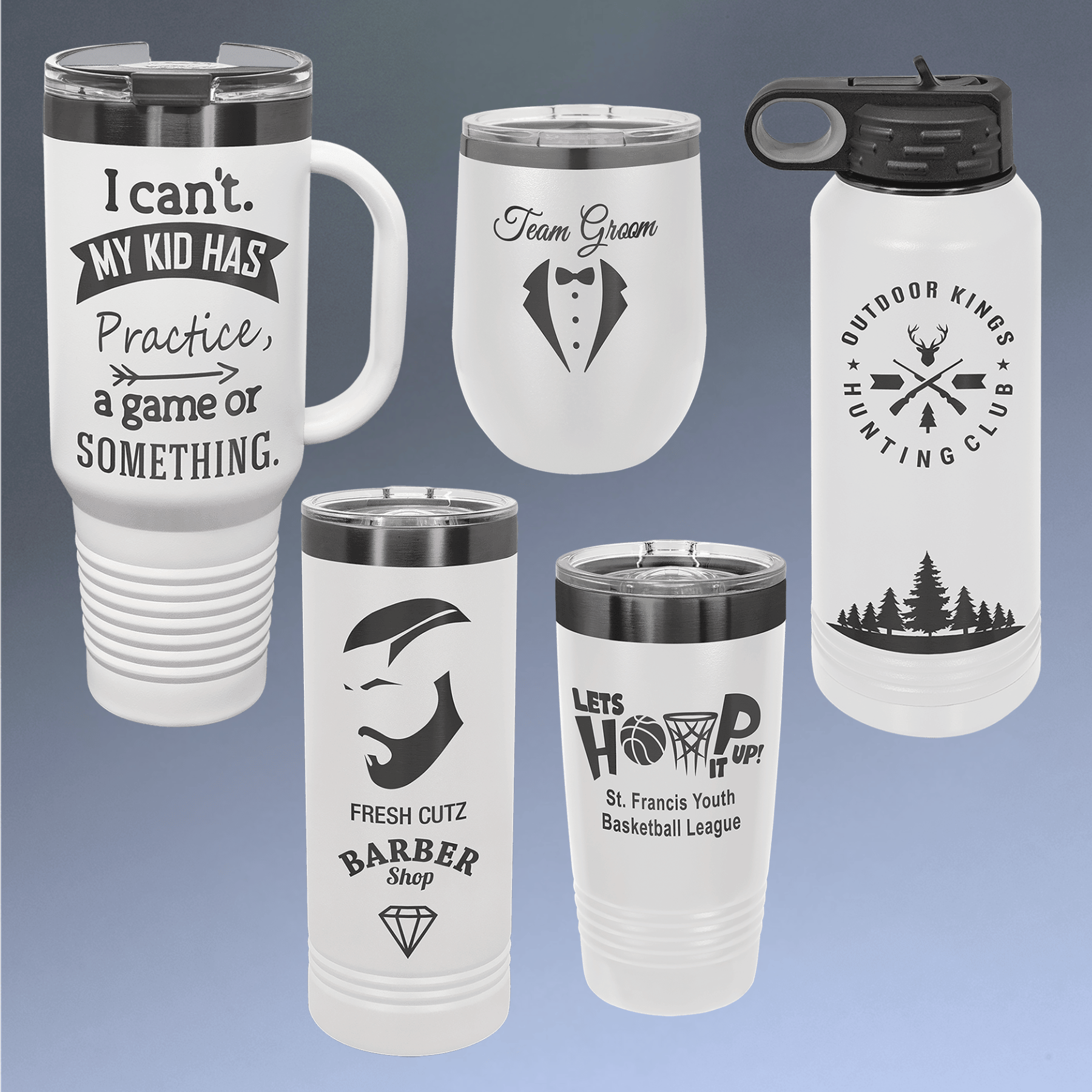 Ion Plated Insulated Tumblers and Water Bottles with Custom Engraving Water Bottle / White/Prism Engraving / 32 oz.