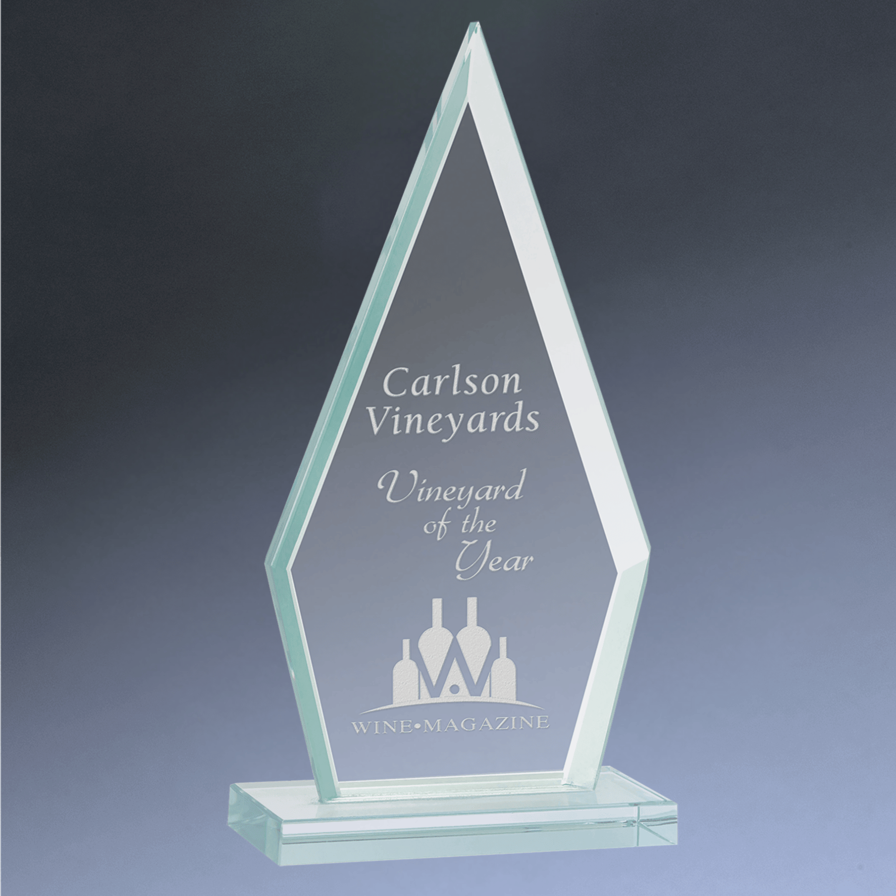 Jade Glass Awards with Beveled Edges and Frosted Etching