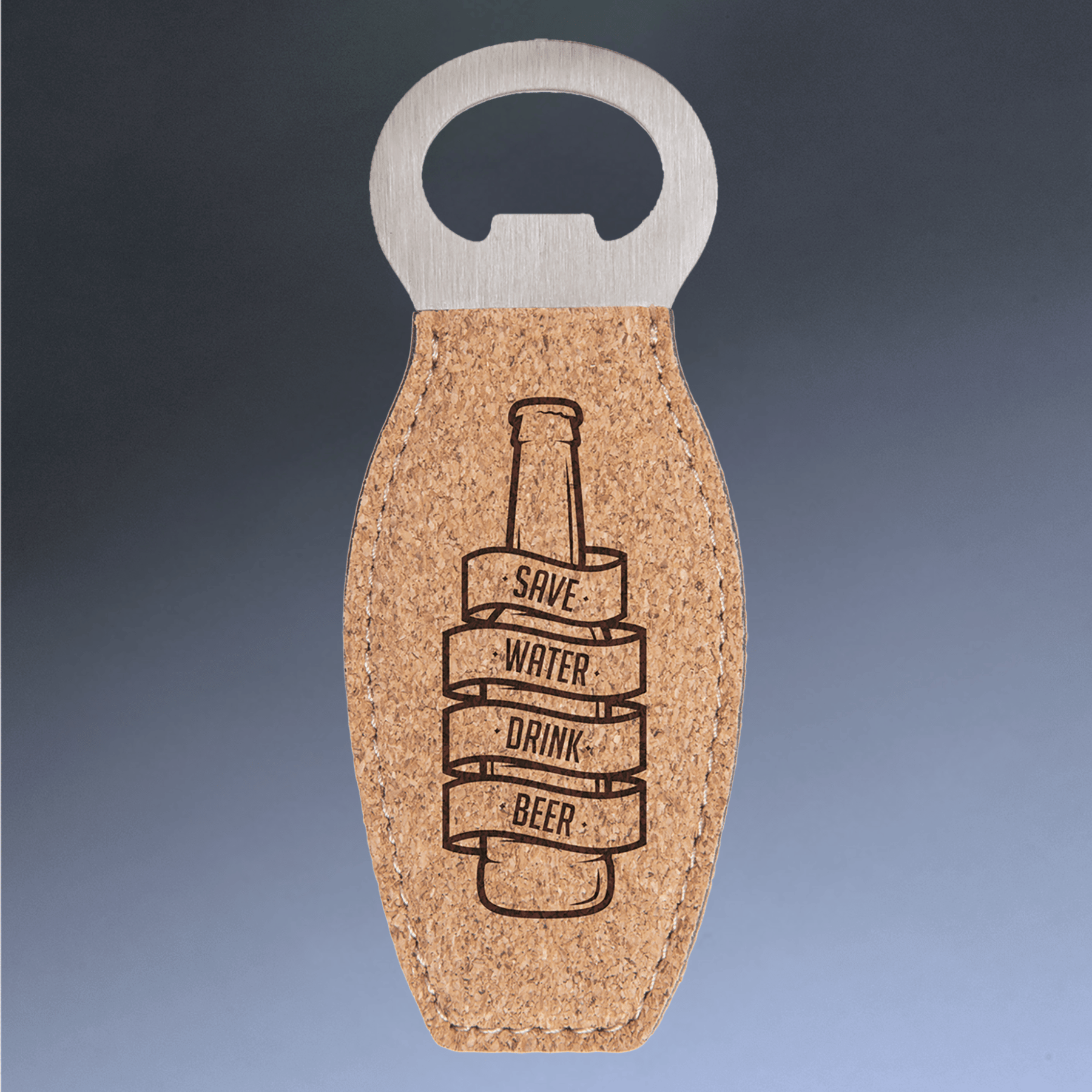 Personalized Magnetic Bottle Openers - Engraved in Leatherette or Cork