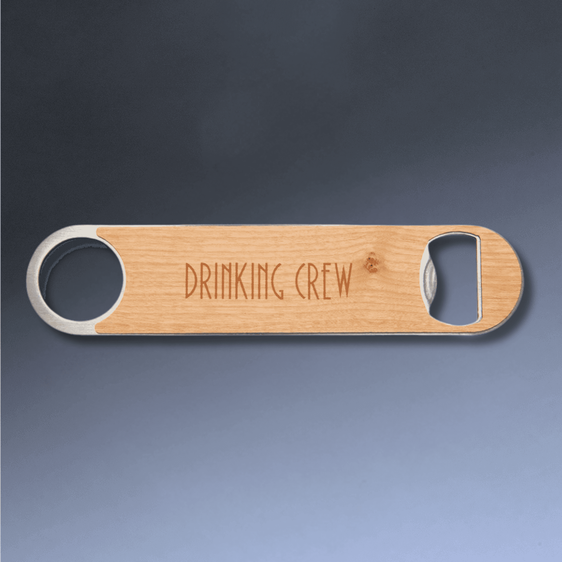 Personalized Bottle Openers - Extra Long Bar Style with Wide Ring Leatherette / Black/Silver / 7" x 1 1/2"