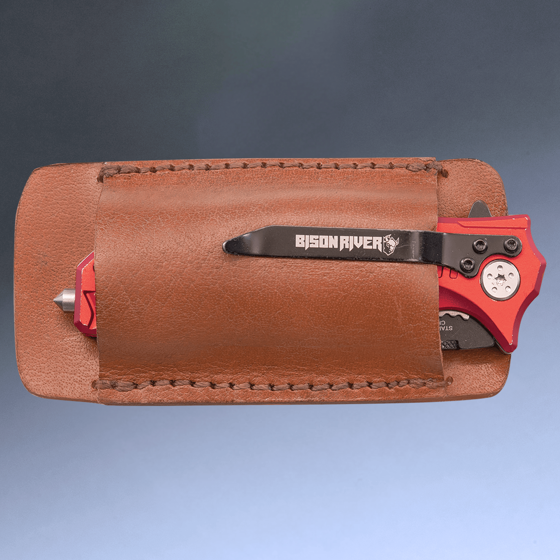 Bison River Leather Sheaths for Survival Knives with Personalized Engraving Belt Sheath / 4 1/2" / Water Buffalo Leather