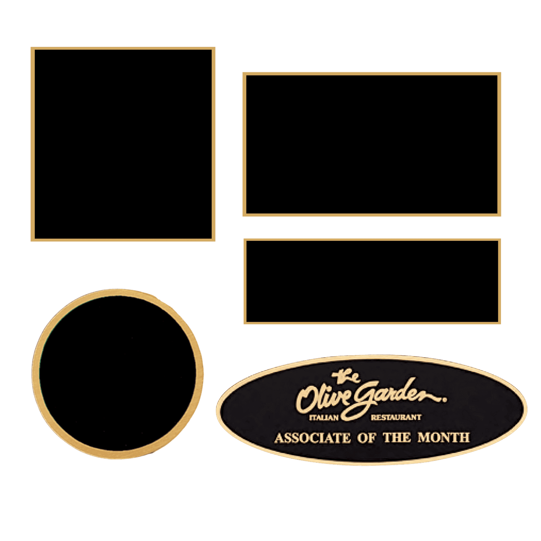 Custom Engraved Brass Identification Plates with Gold Border Square / 2 1/8" x 2 1/8"