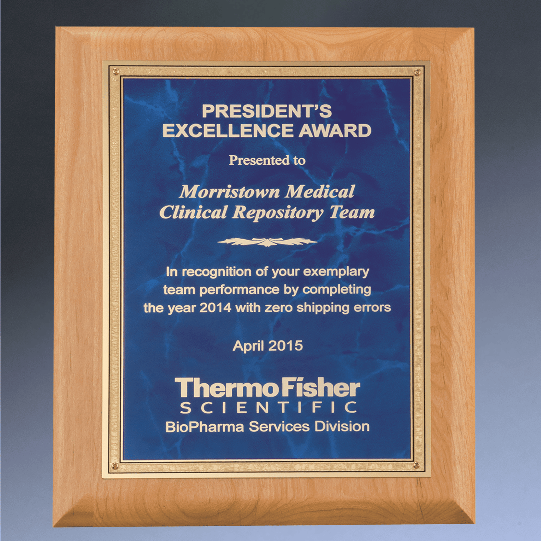 Red Alder Wood Plaque with Marbleized Gold Florentine Plate 7 x 9 / Sapphire (Blue) / Gold Florentine Border