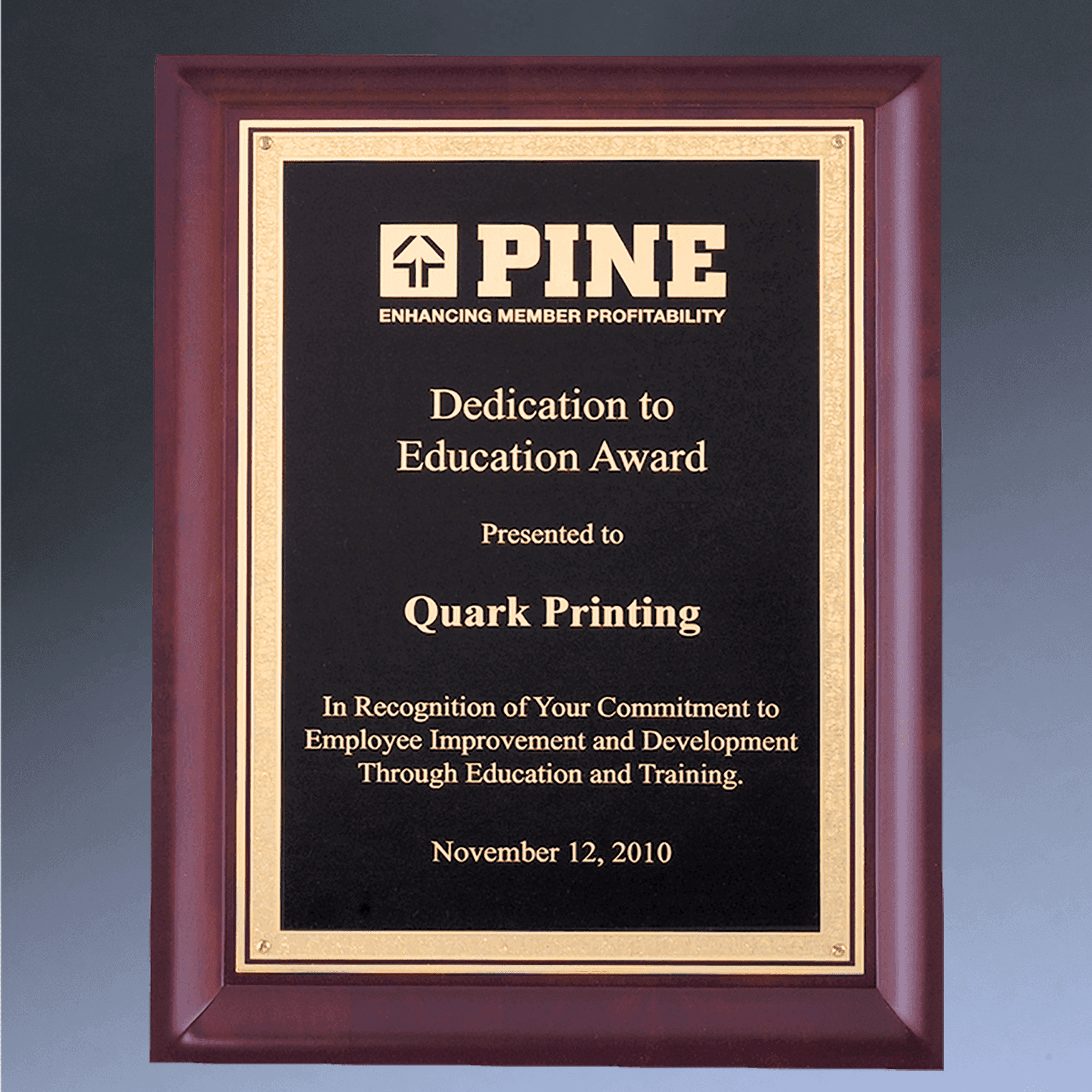 Custom Engraved Cherry Wood Recognition Plaque – Made in the USA Black Florentine Border / 7 x 9