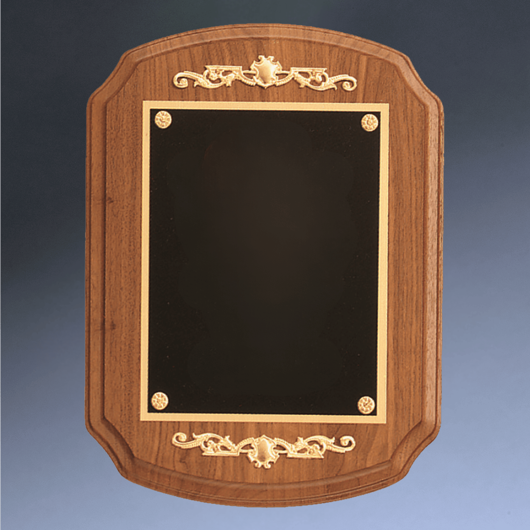 American Walnut Recognition Plaque with Framed Gold Scrolls 9" (L) x 12" (H)