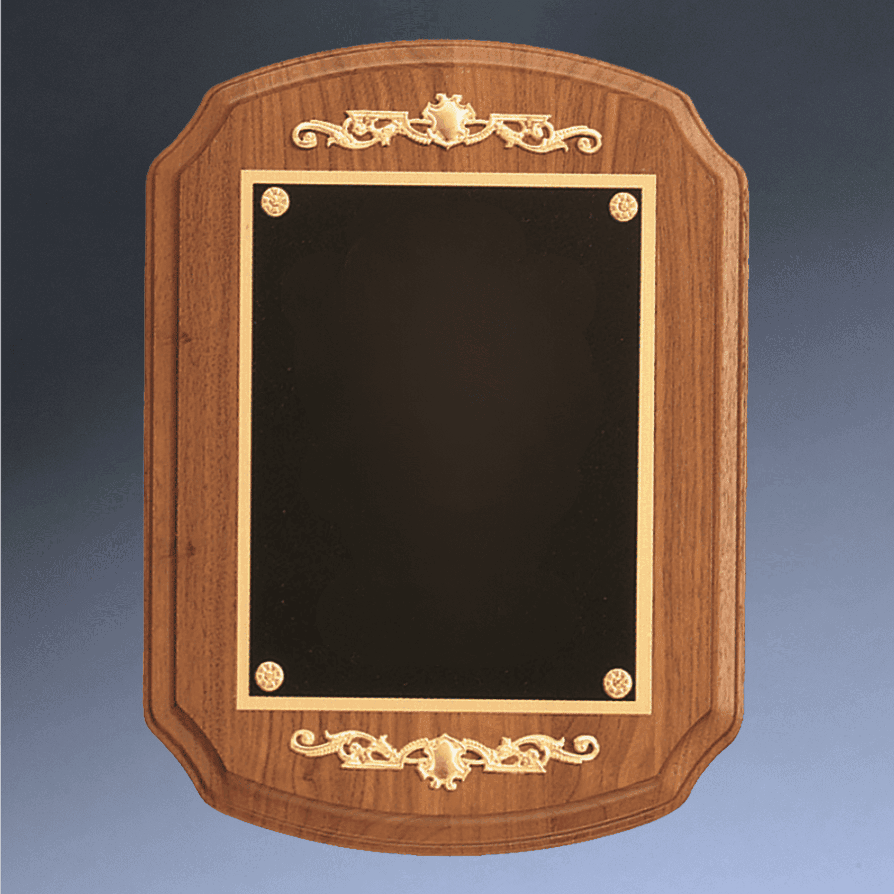 American Walnut Recognition Plaque with Framed Gold Scrolls 9" (L) x 12" (H)