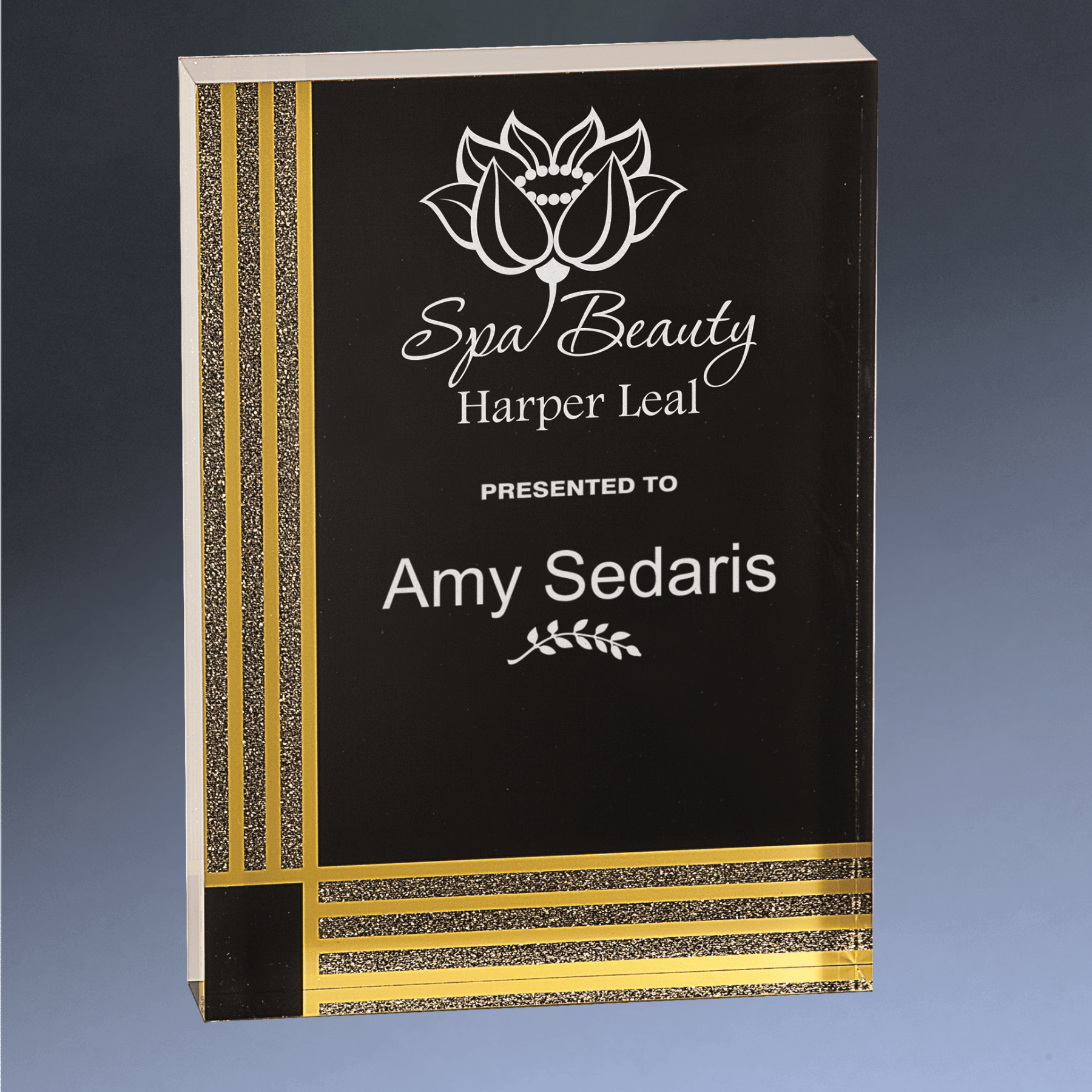 Black Diamond Acrylic Awards - Elegant Black & Gold Acrylic Displays Peak / 4" x 6"