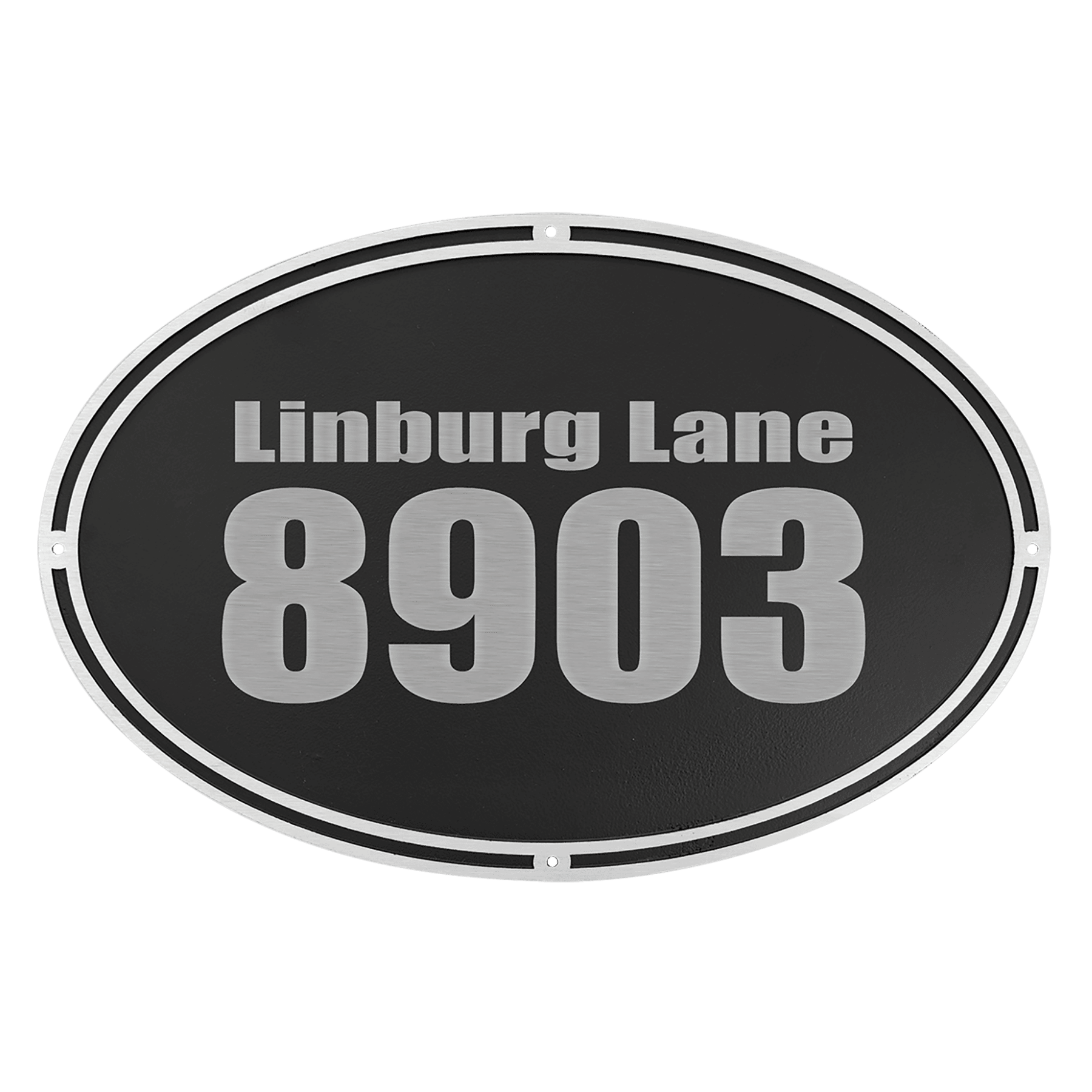 Cast Aluminum Signs & Plaques – Indoor and Outdoor Displays Black/Brushed Silver / Wall Mounted - Oval / 10" x 6"