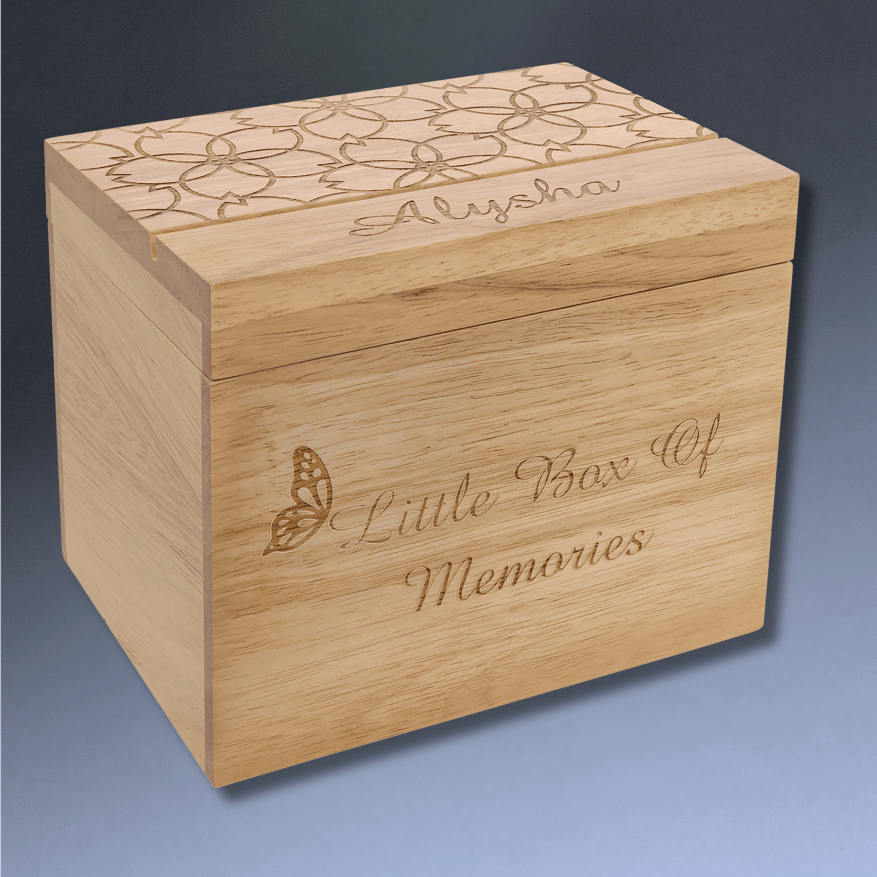 Custom Engraved Wood Keepsake Box - Personalized Memory Box 6 5/8" (L) x 4 7/8" (W) x 5 1/2" (H)