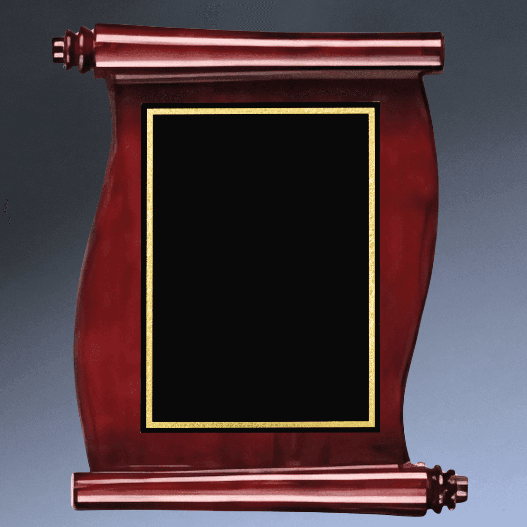 Scroll Plaque Board - Rosewood Piano Finish for Deep Engraving