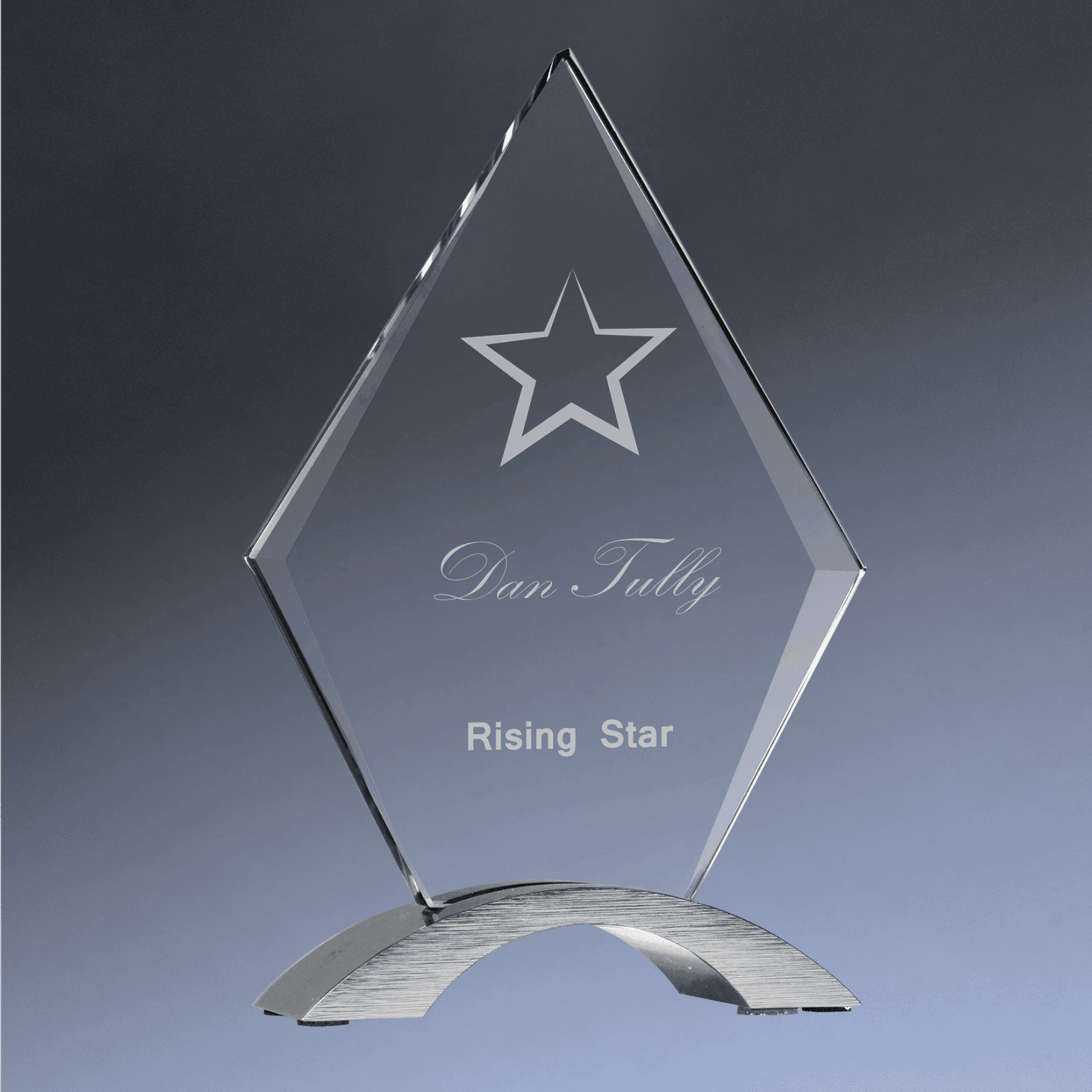 Cosmic Acrylic Awards with Silver Base with Custom Engraving Diamond / 7 1/4"
