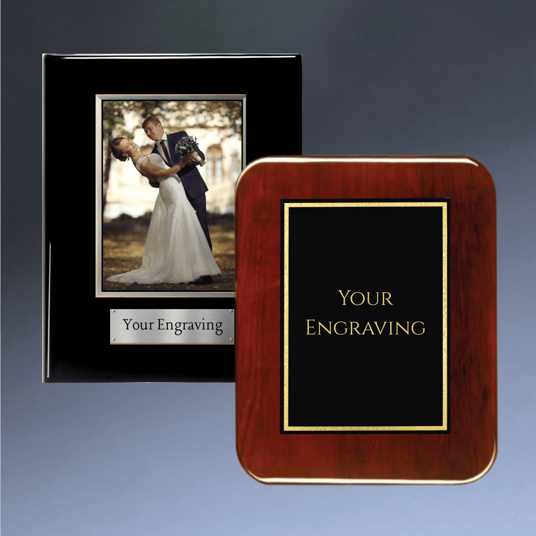 Piano Finish Teakwood Plaque Boards for Custom Awards and Displays Rosewood Piano Finish / Square / 6" x 8"
