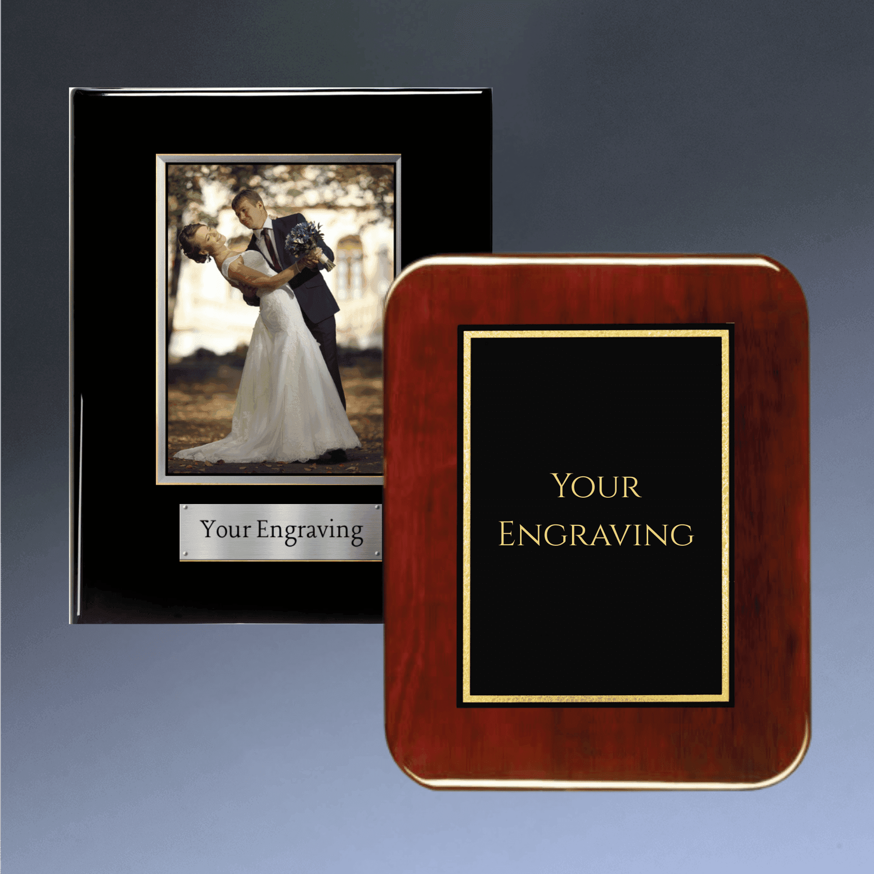Piano Finish Teakwood Plaque Boards for Custom Awards and Displays Rosewood Piano Finish / Square / 6" x 8"