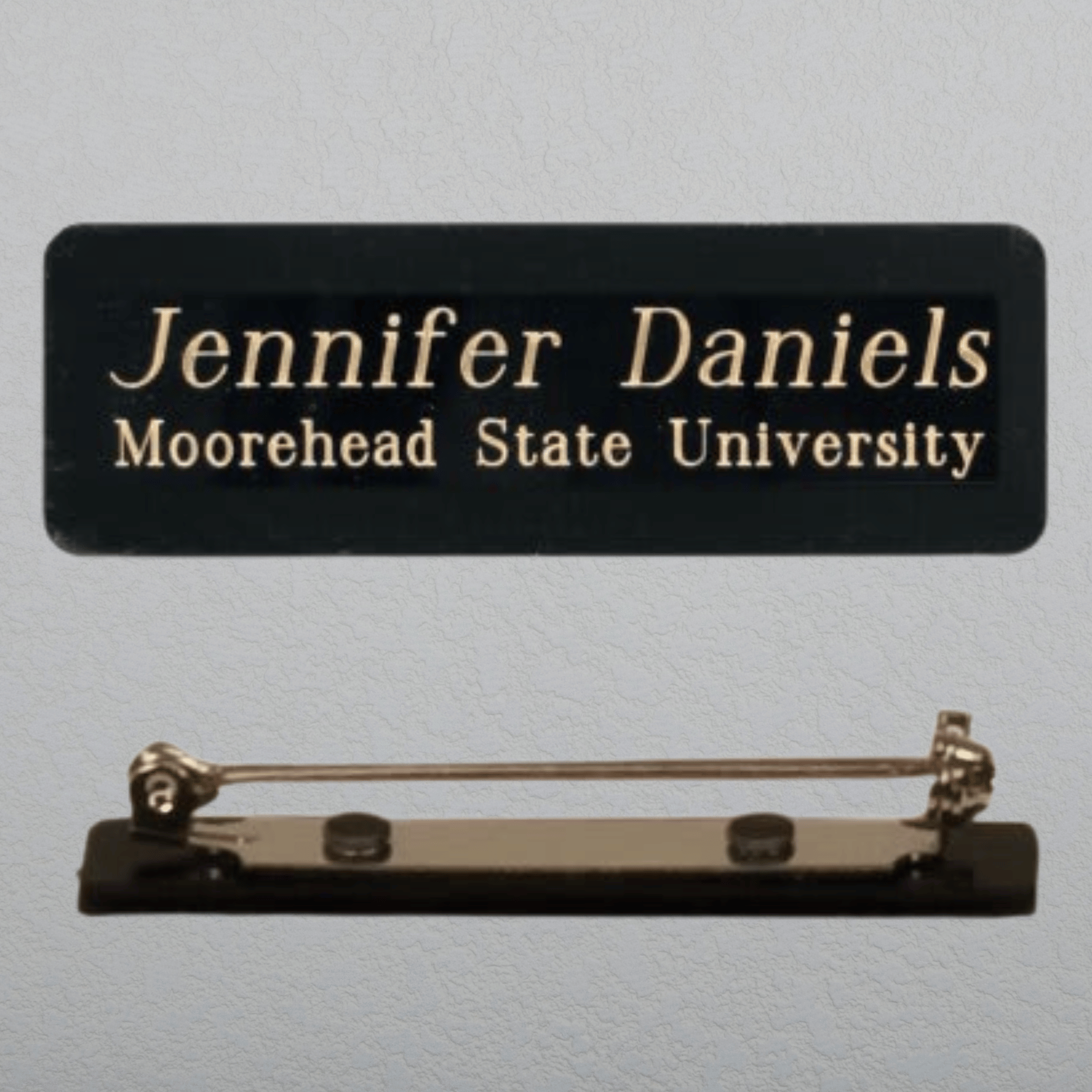 Engraved Black Brass Name Badges - Name and Identification Plates 7/8" x 2 3/4" x .016" / Double Post Clutch Backing
