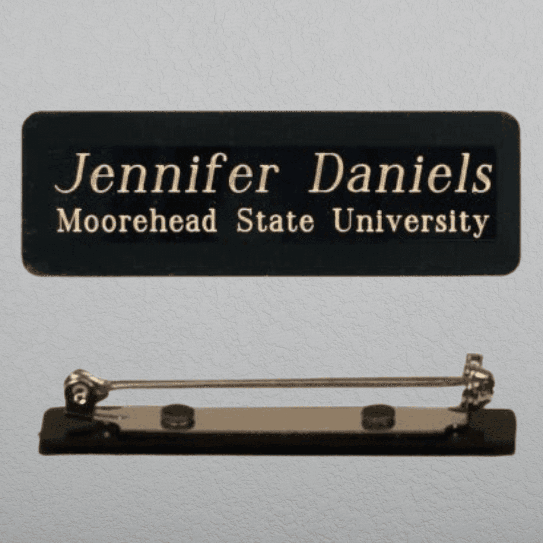 Engraved Black Brass Name Badges - Name and Identification Plates 7/8" x 2 3/4" x .016" / Double Post Clutch Backing