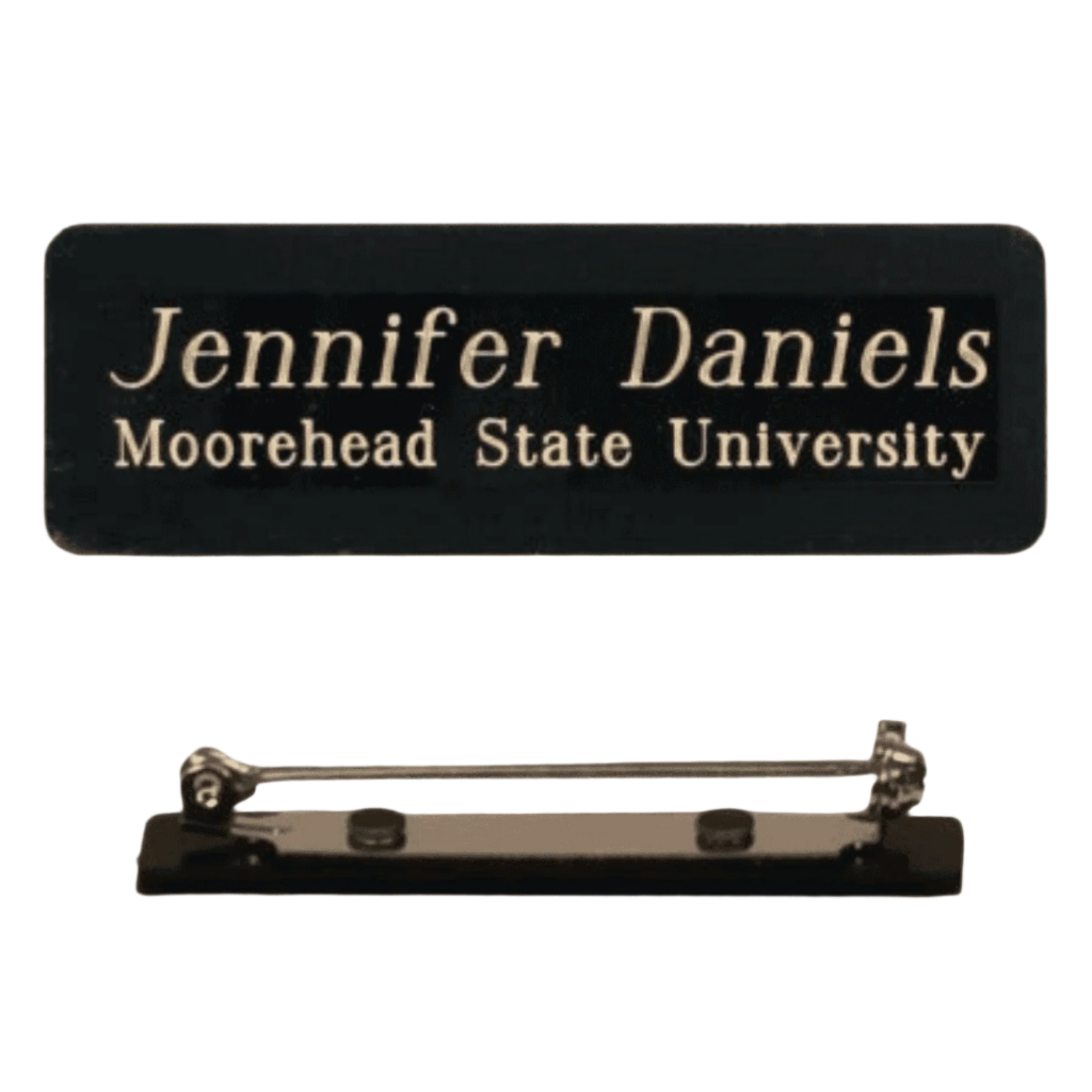 Engraved Black Brass Name Badges - Name and Identification Plates 1" x 3" x .016" / Black Side Opening Vinyl Backed Bar Pin