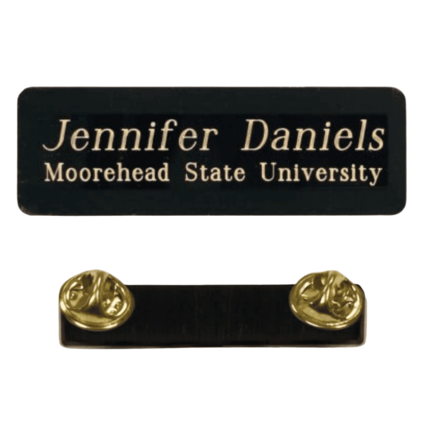 Engraved Black Brass Name Badges - Name and Identification Plates 7/8" x 2 3/4" x .016" / Double Post Clutch Backing