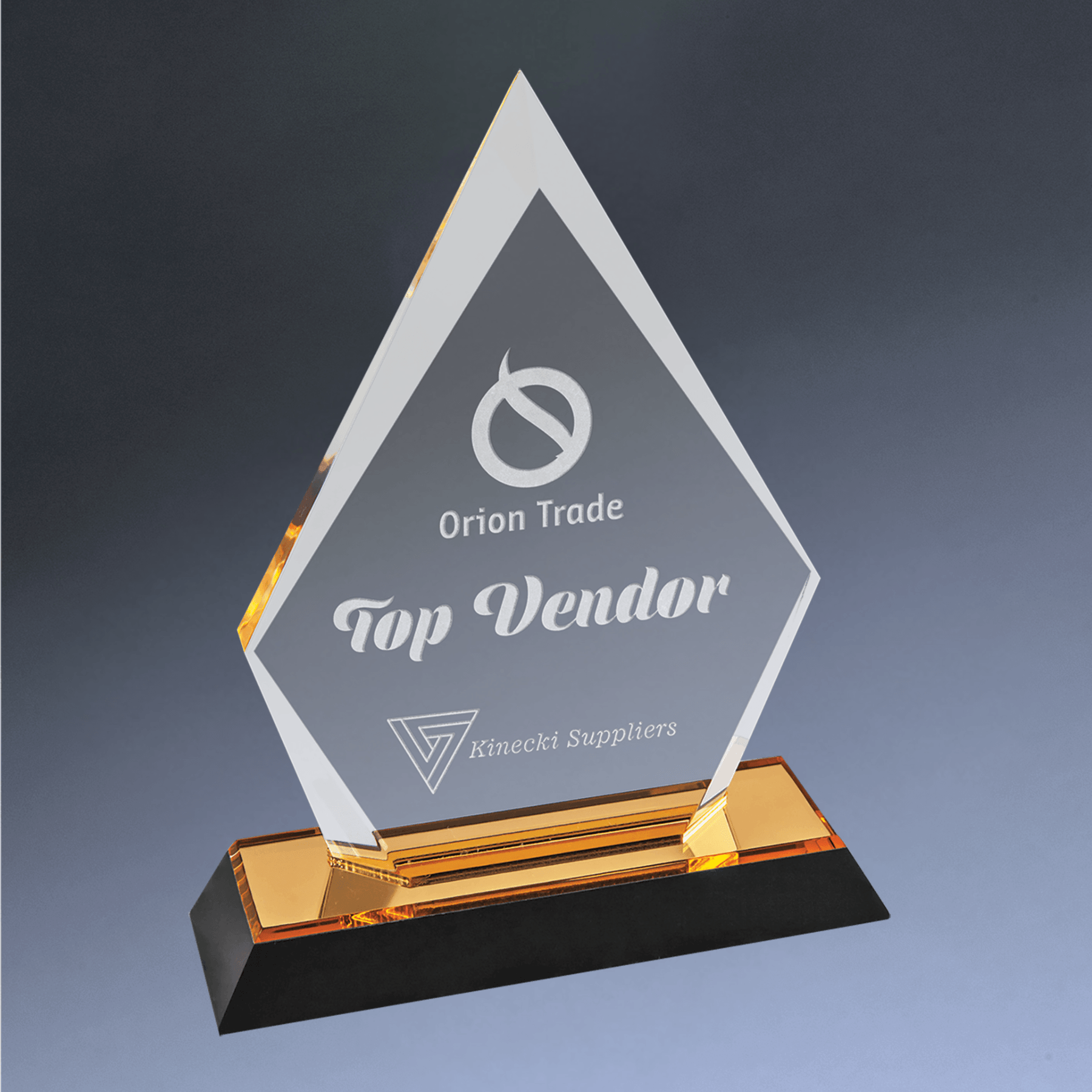 Impress Acrylic Awards with Color Mirror Base and Custom Engraving Arrow Point / Gold / 5 1/2" x 7"
